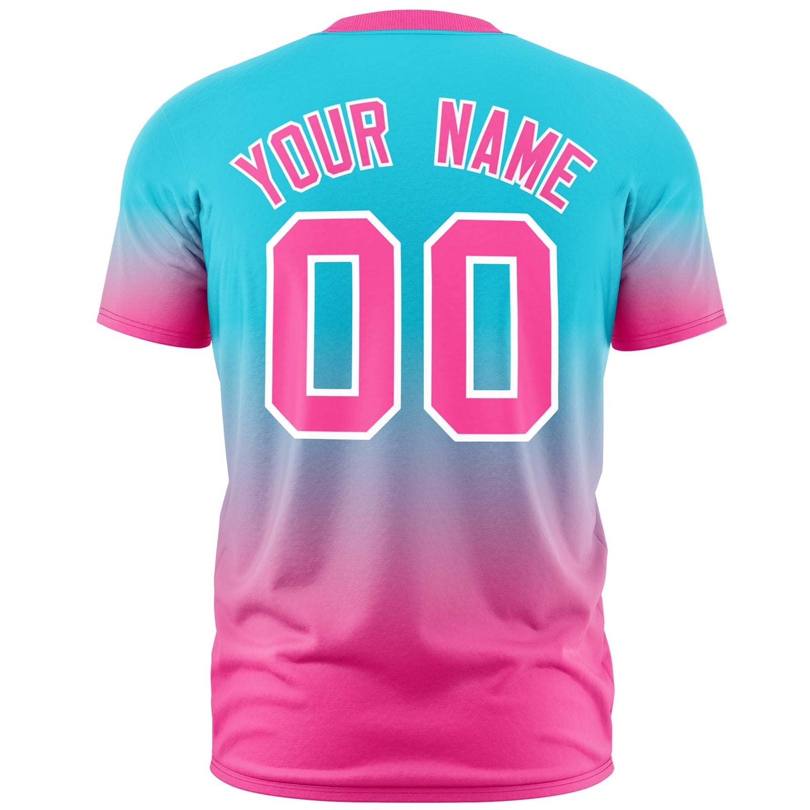 Custom Sky Blue Pink White Gradient Fashion Lightweight T-shirt| KXKSHOP