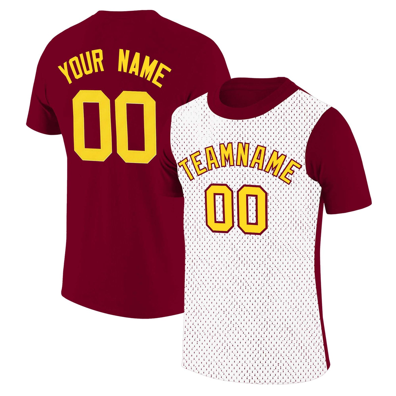 Custom Crimson White Mesh Two Tone T-Shirt