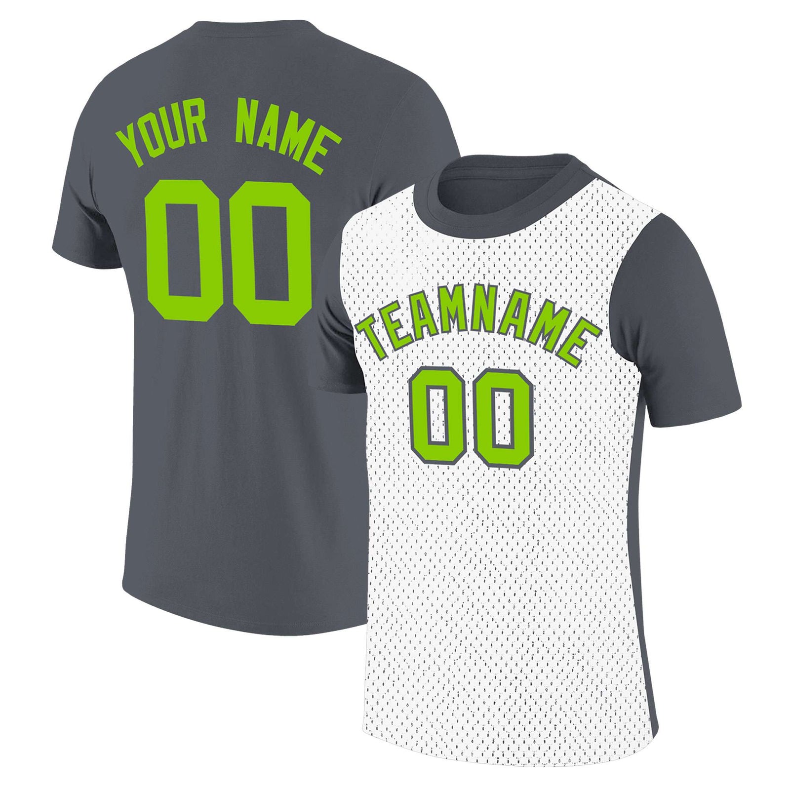 Custom Gray White Mesh Two Tone T-Shirt