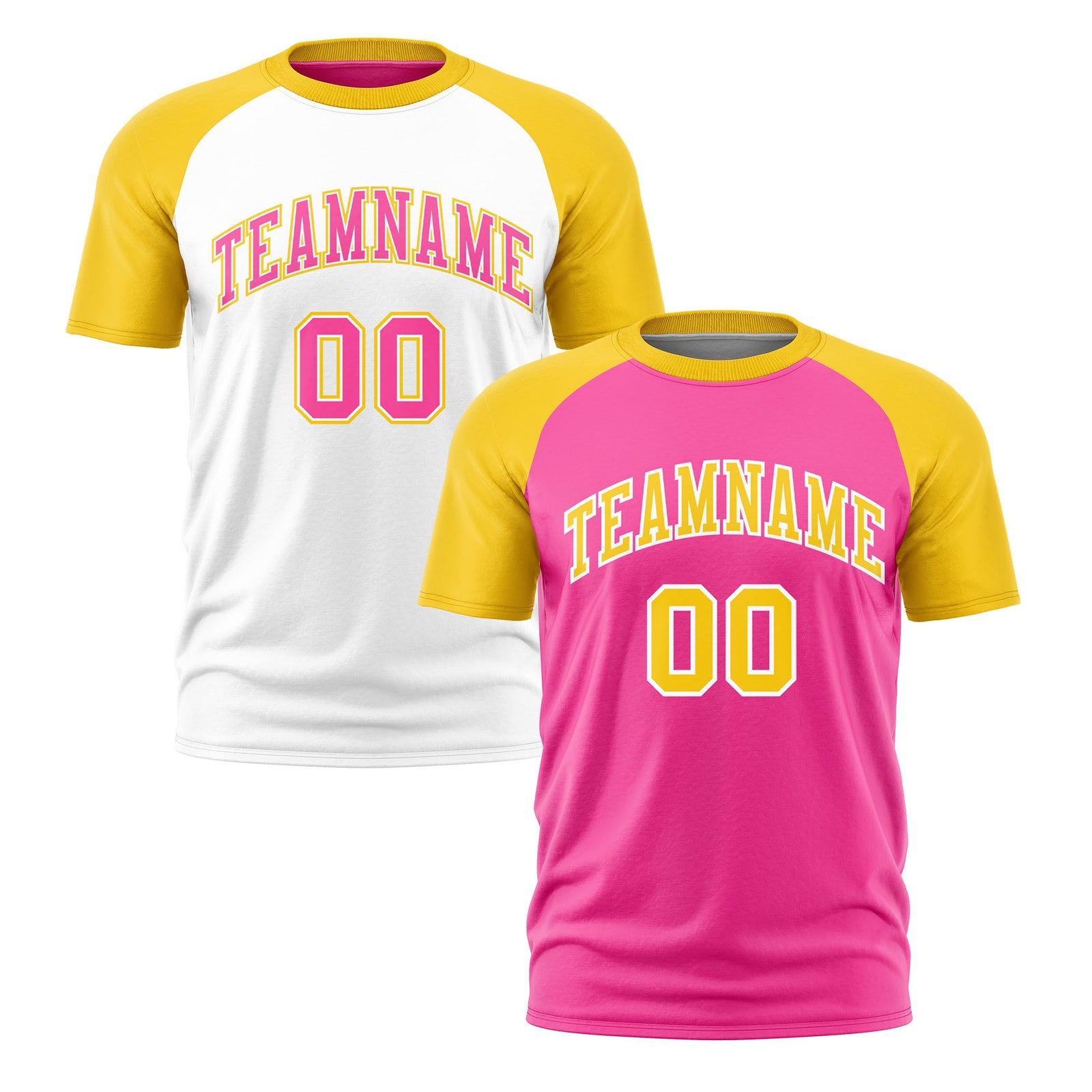 Custom Pink Gold White Reversible Raglan Sleeves Quick Dry T-shirt| KXKSHOP