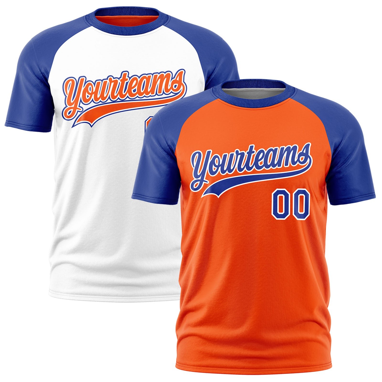 Custom Orange Royal Blue White Reversible Raglan Sleeves Quick Dry T-shirt| KXKSHOP