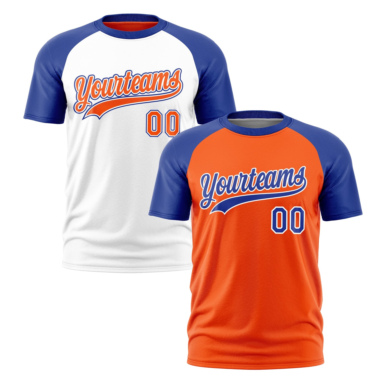 Custom Orange Royal Blue White Reversible Raglan Sleeves Quick Dry T-shirt| KXKSHOP