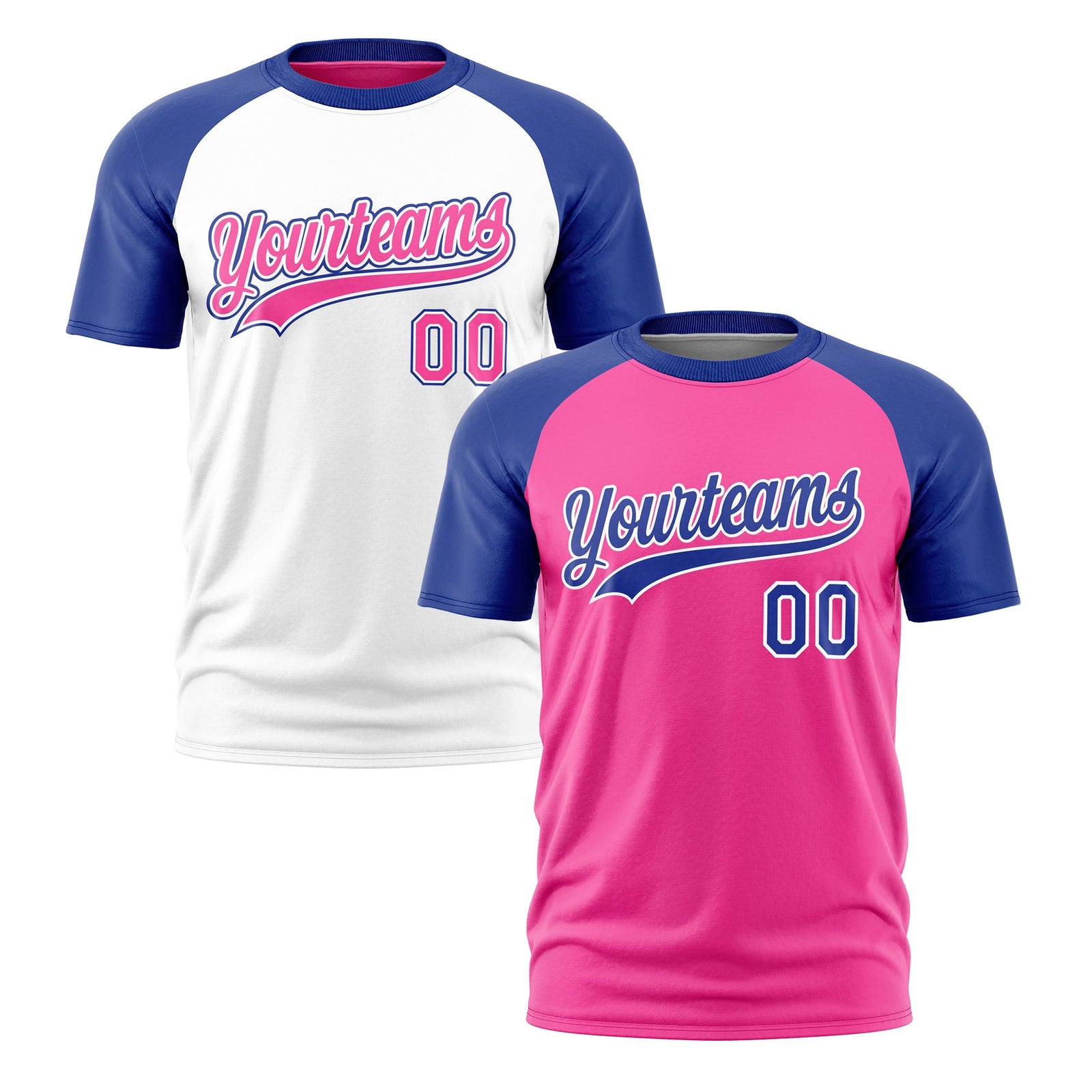 Custom Pink White Royal Blue Reversible Raglan Sleeves Quick Dry T-shirt| KXKSHOP