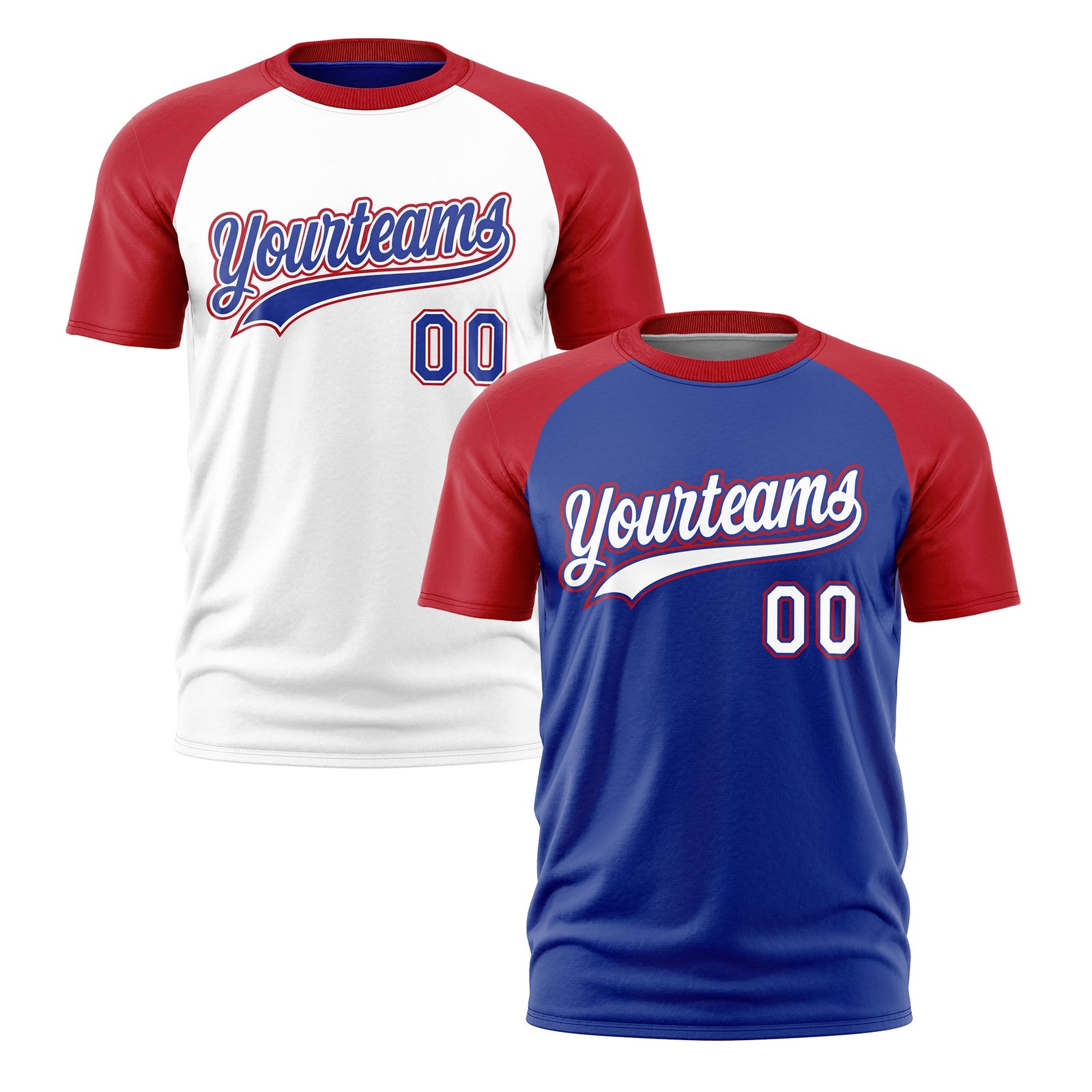 Custom Royal Blue Red White Reversible Raglan Sleeves Quick Dry T-shirt| KXKSHOP