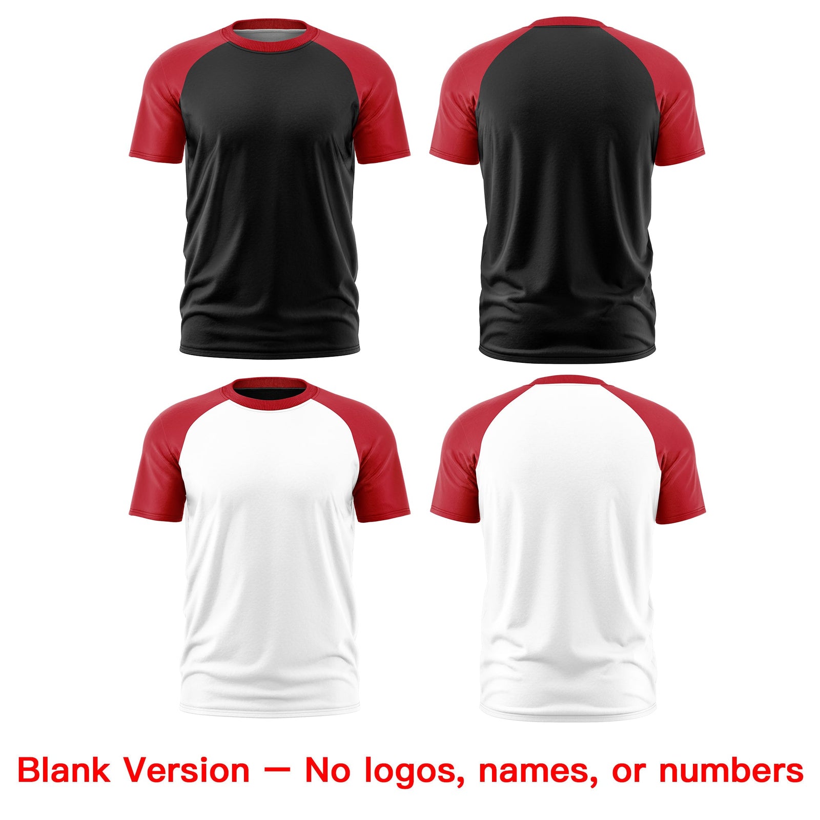 Custom Red Black White Reversible Raglan Sleeves Moisture-Wicking T-shirt| KXKSHOP