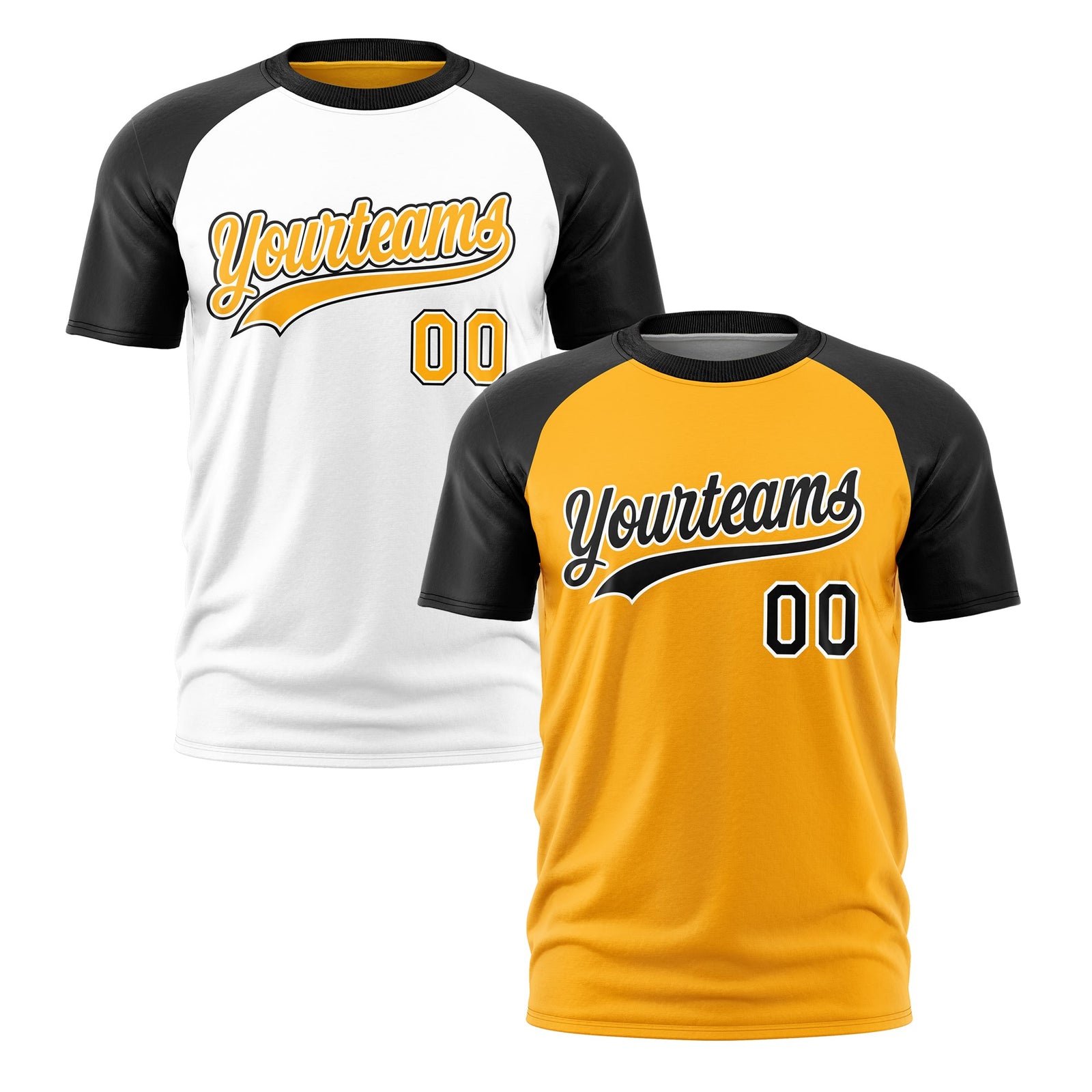 Custom Yellow Black White Reversible Raglan Sleeves Quick Dry T-shirt| KXKSHOP