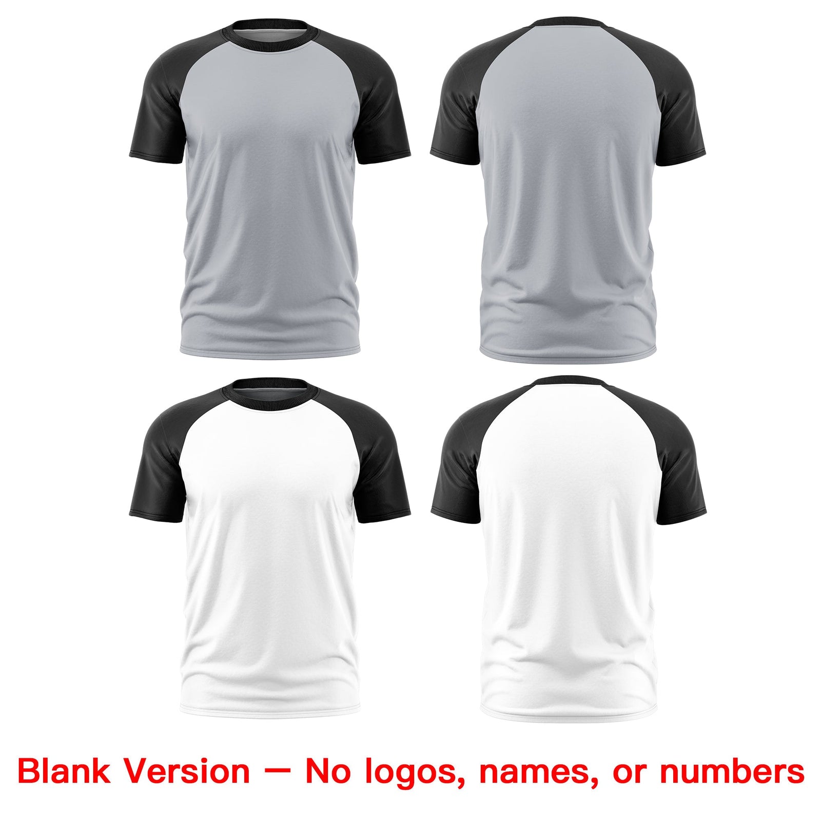Custom Silver Black White Reversible Raglan Sleeves Quick Dry T-shirt| KXKSHOP