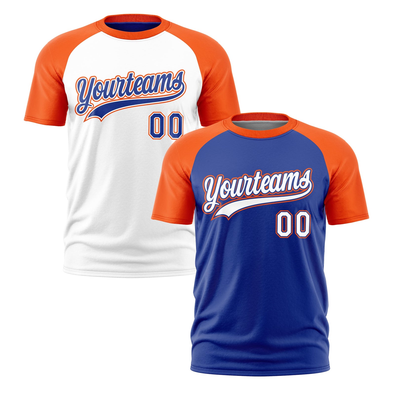 Custom Royal Blue Orange White Reversible Raglan Sleeves Moisture-Wicking T-shirt| KXKSHOP