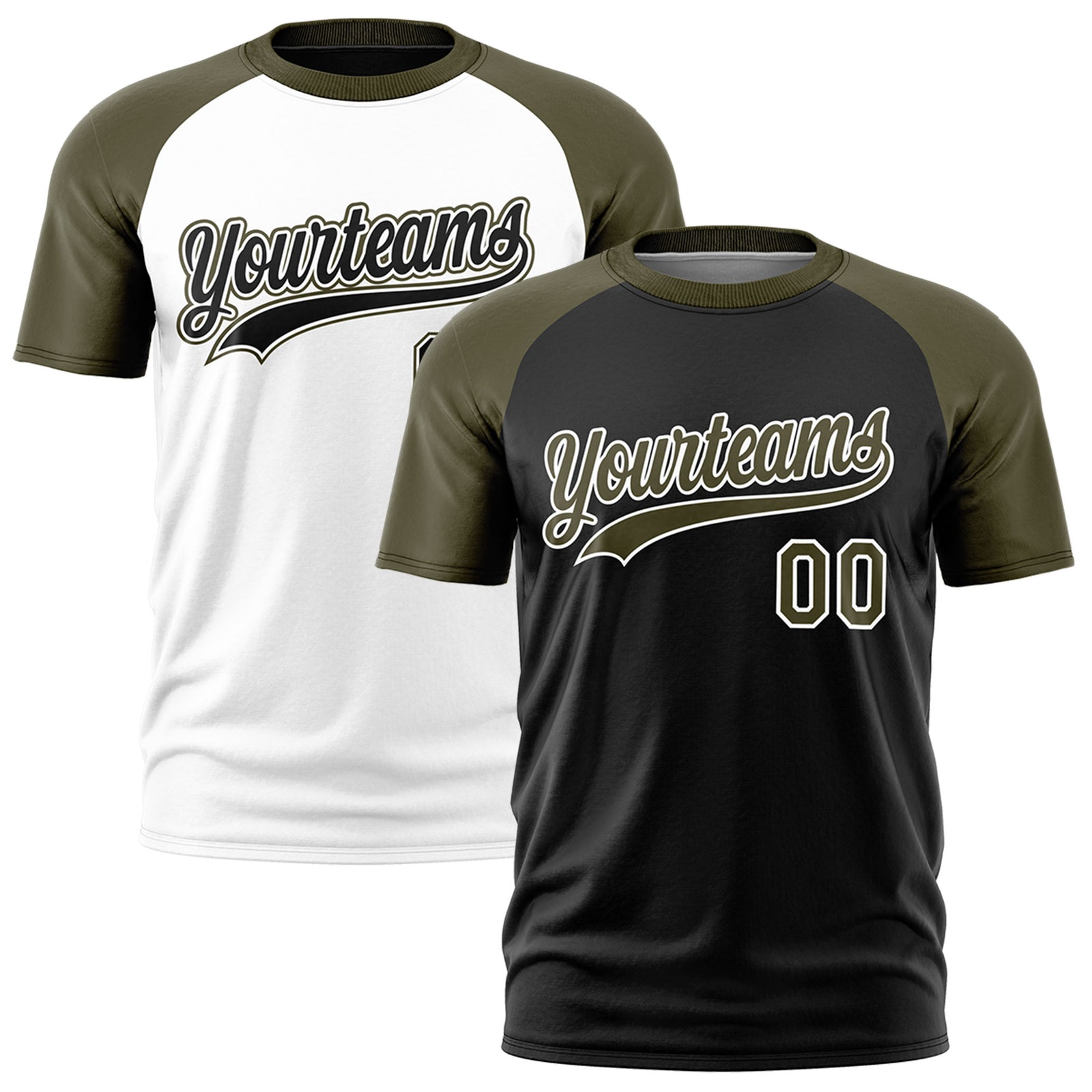 Custom Black Olive White Reversible Raglan Sleeves Quick Dry T-shirt| KXKSHOP