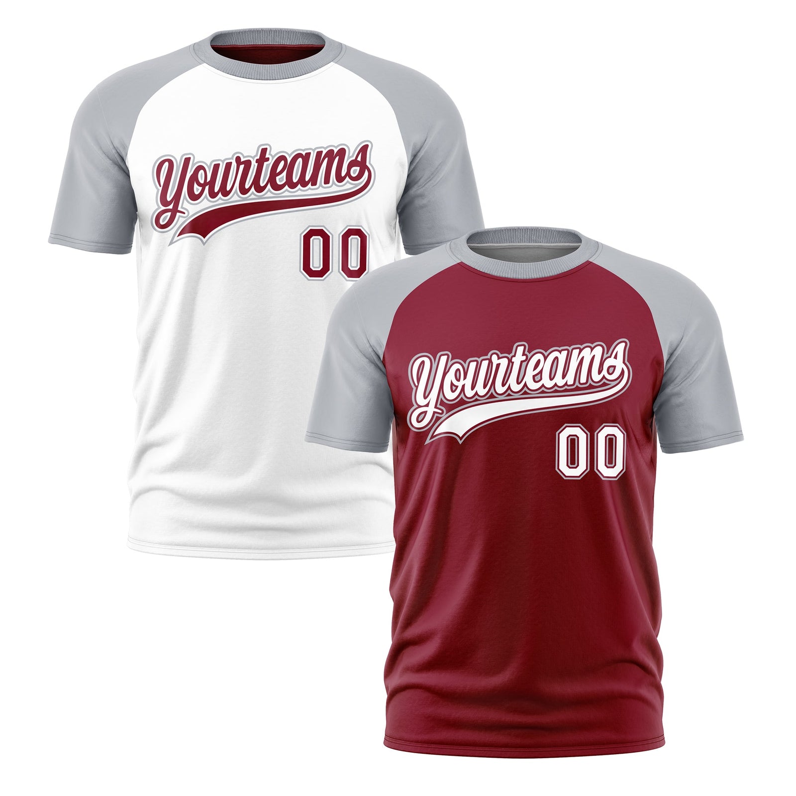 Custom Crimson Silver White Reversible Raglan Sleeves Moisture-Wicking T-shirt| KXKSHOP
