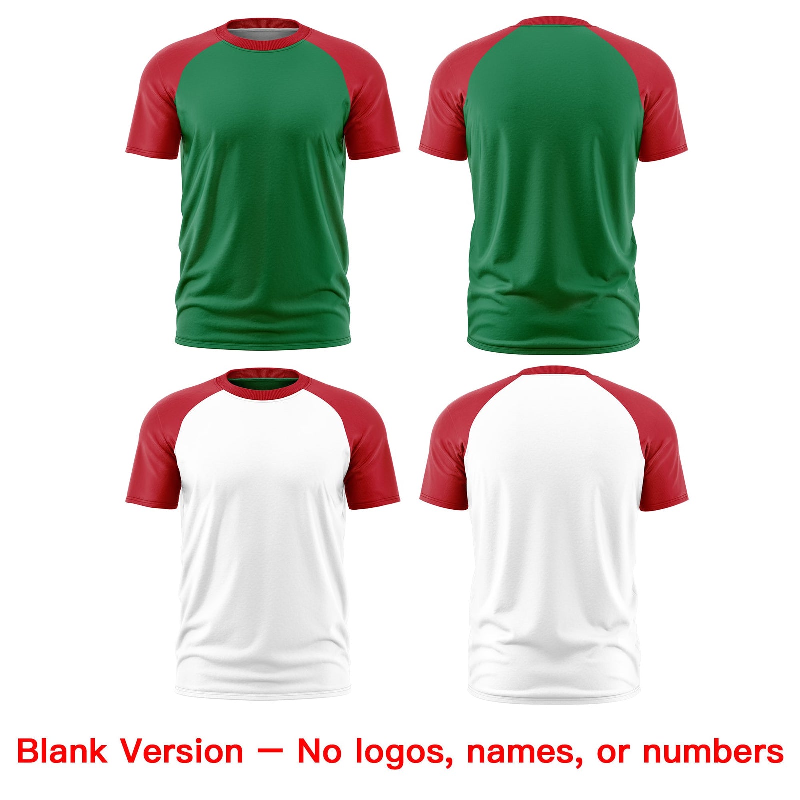 Custom Kelly Green Red White Reversible Raglan Sleeves Quick Dry T-shirt| KXKSHOP