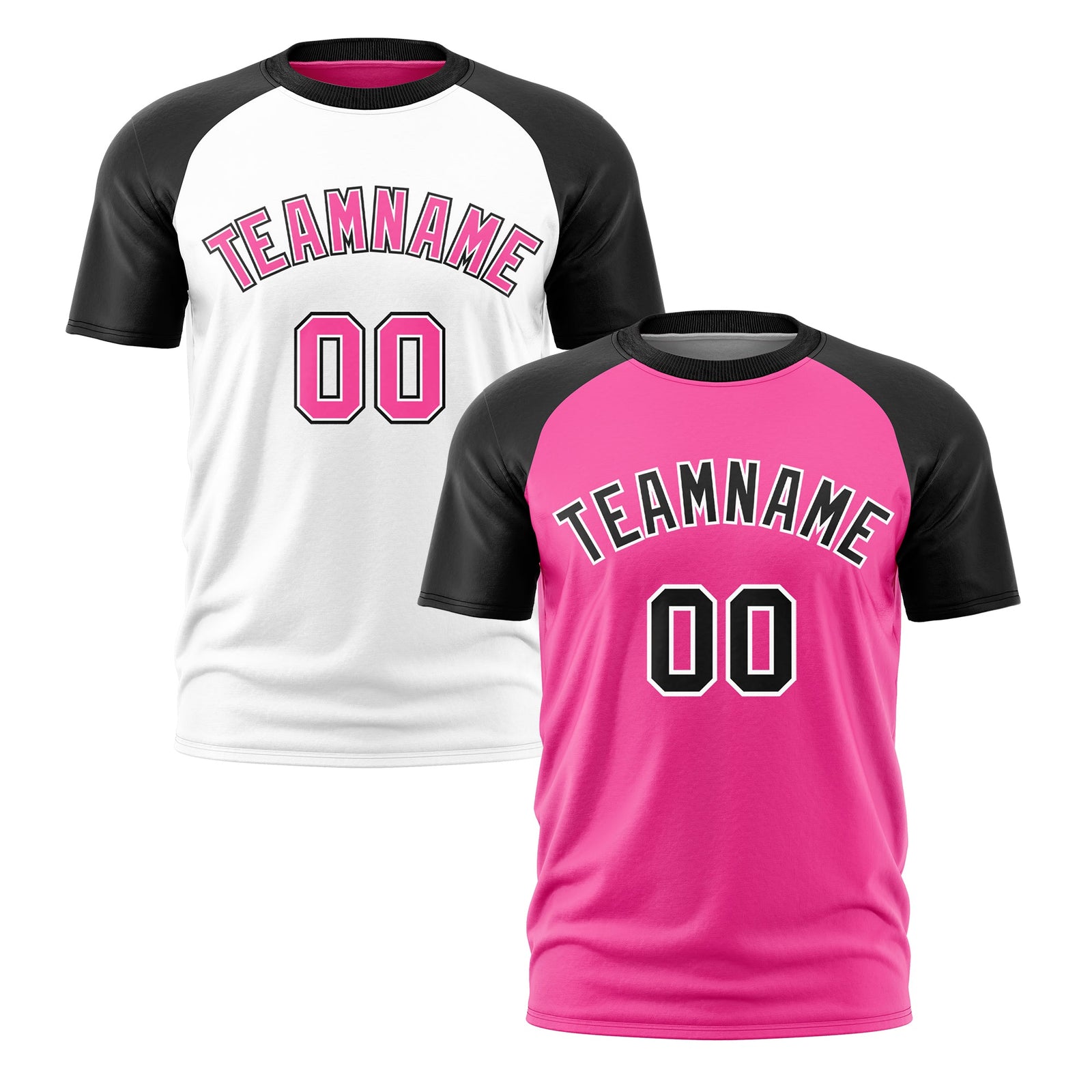 Custom Pink Black White Reversible Raglan Sleeves Moisture-Wicking T-shirt| KXKSHOP