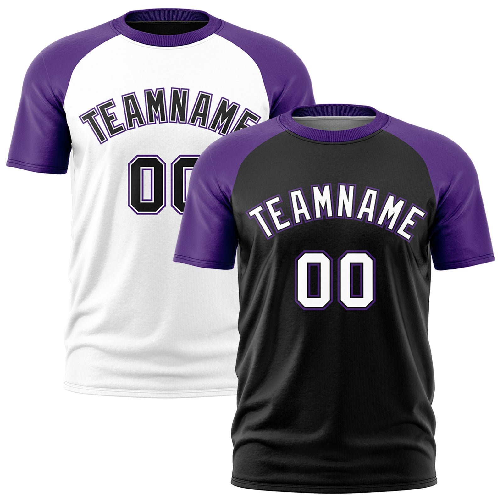 Custom Black Purple White Reversible Raglan Sleeves Moisture-Wicking T-shirt| KXKSHOP
