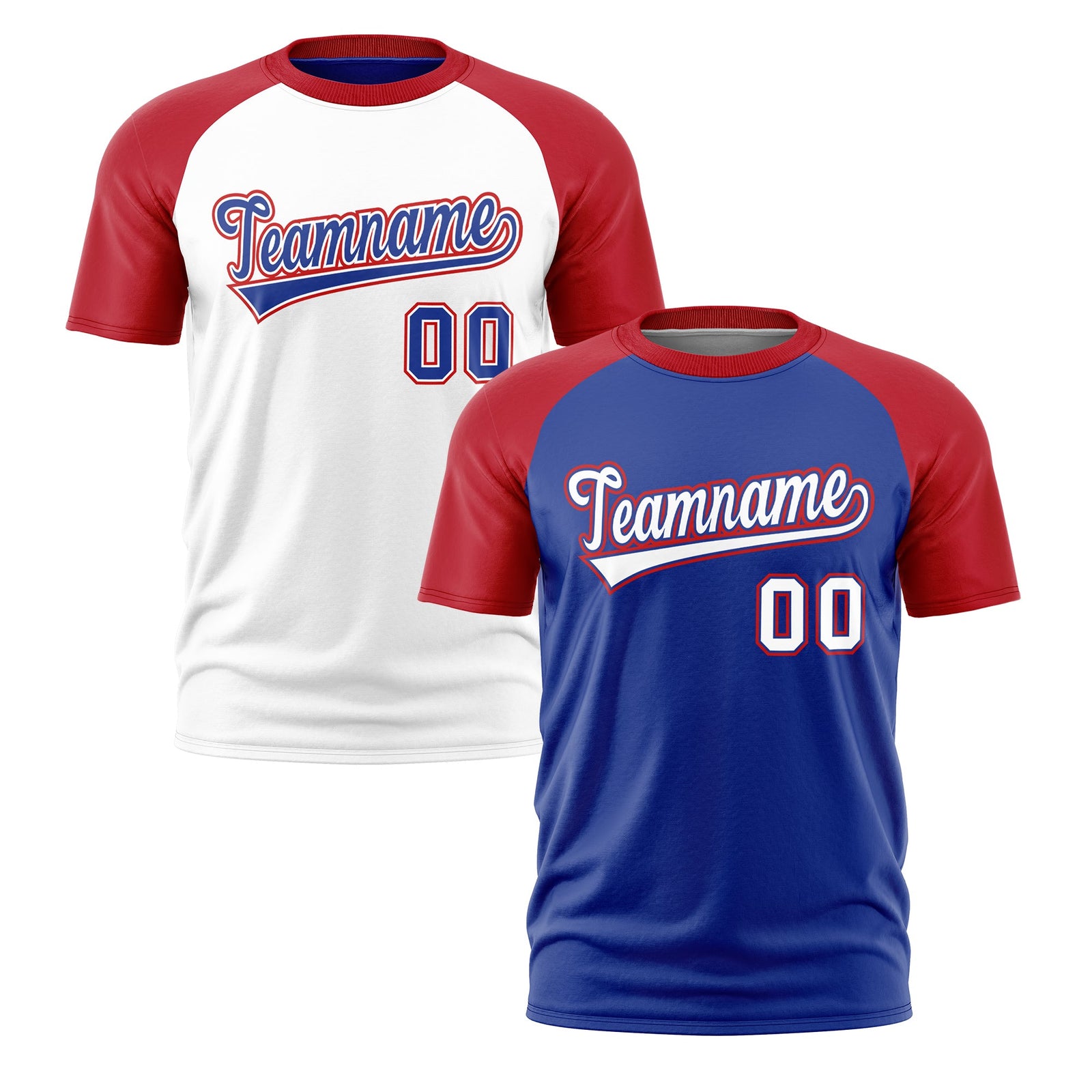 Custom Royal Blue Red White Reversible Raglan Sleeves Quick Dry T-shirt| KXKSHOP