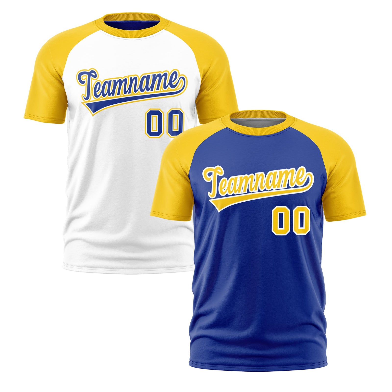 Custom Royal Blue Gold White Reversible Raglan Sleeves Quick Dry T-shirt| KXKSHOP
