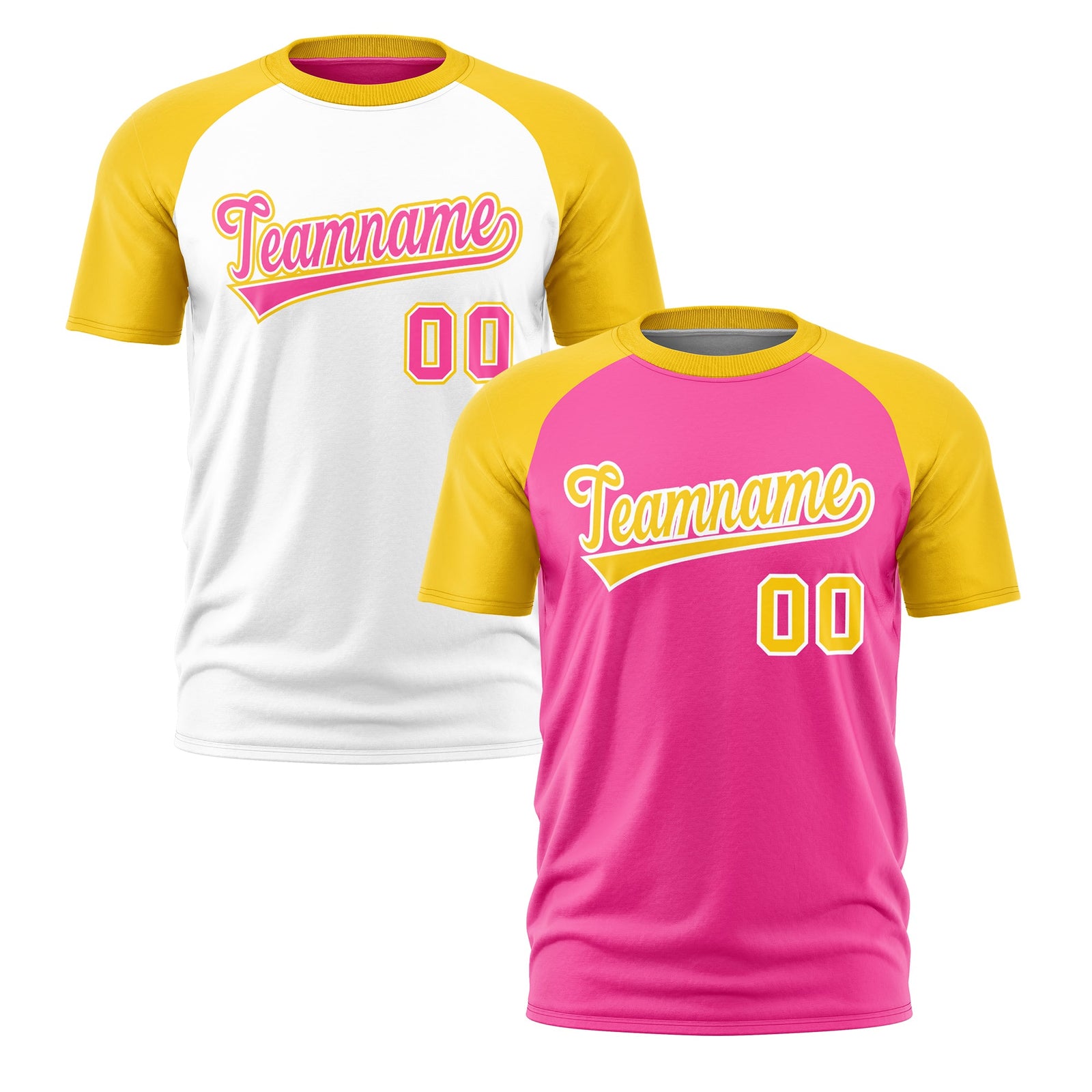 Custom Pink Gold White Reversible Raglan Sleeves Quick Dry T-shirt| KXKSHOP