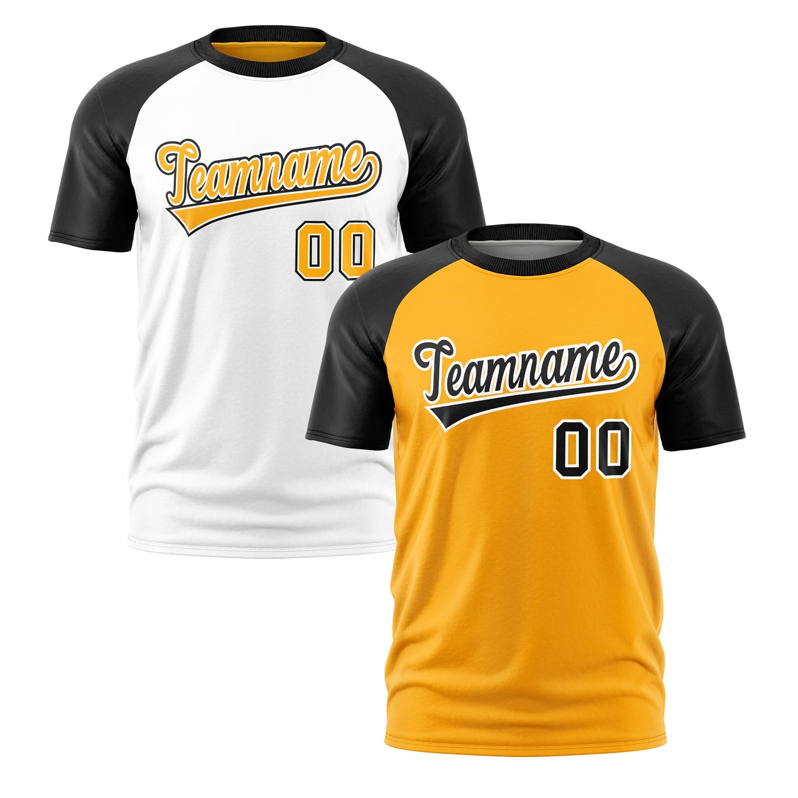 Custom Yellow Black White Reversible Raglan Sleeves Quick Dry T-shirt| KXKSHOP