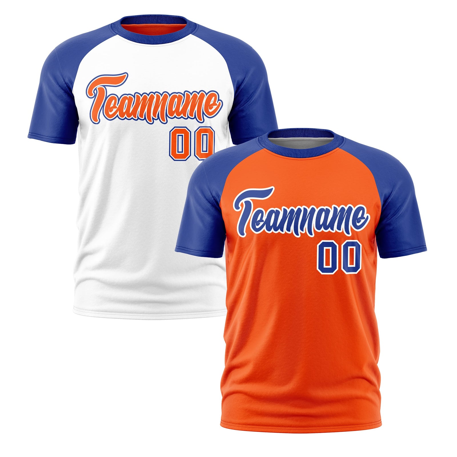 Custom Orange Royal Blue White Reversible Raglan Sleeves Quick Dry T-shirt| KXKSHOP