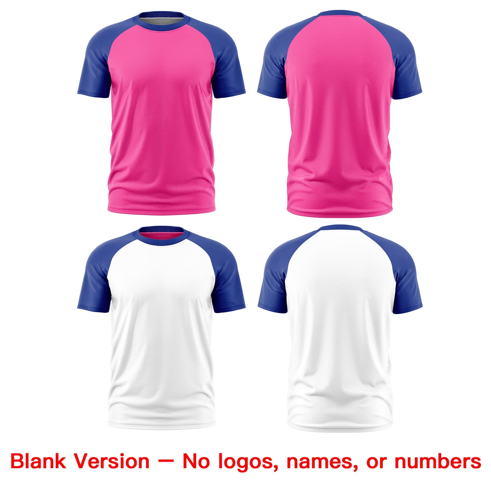 Custom Pink White Royal Blue Reversible Raglan Sleeves Quick Dry T-shirt| KXKSHOP