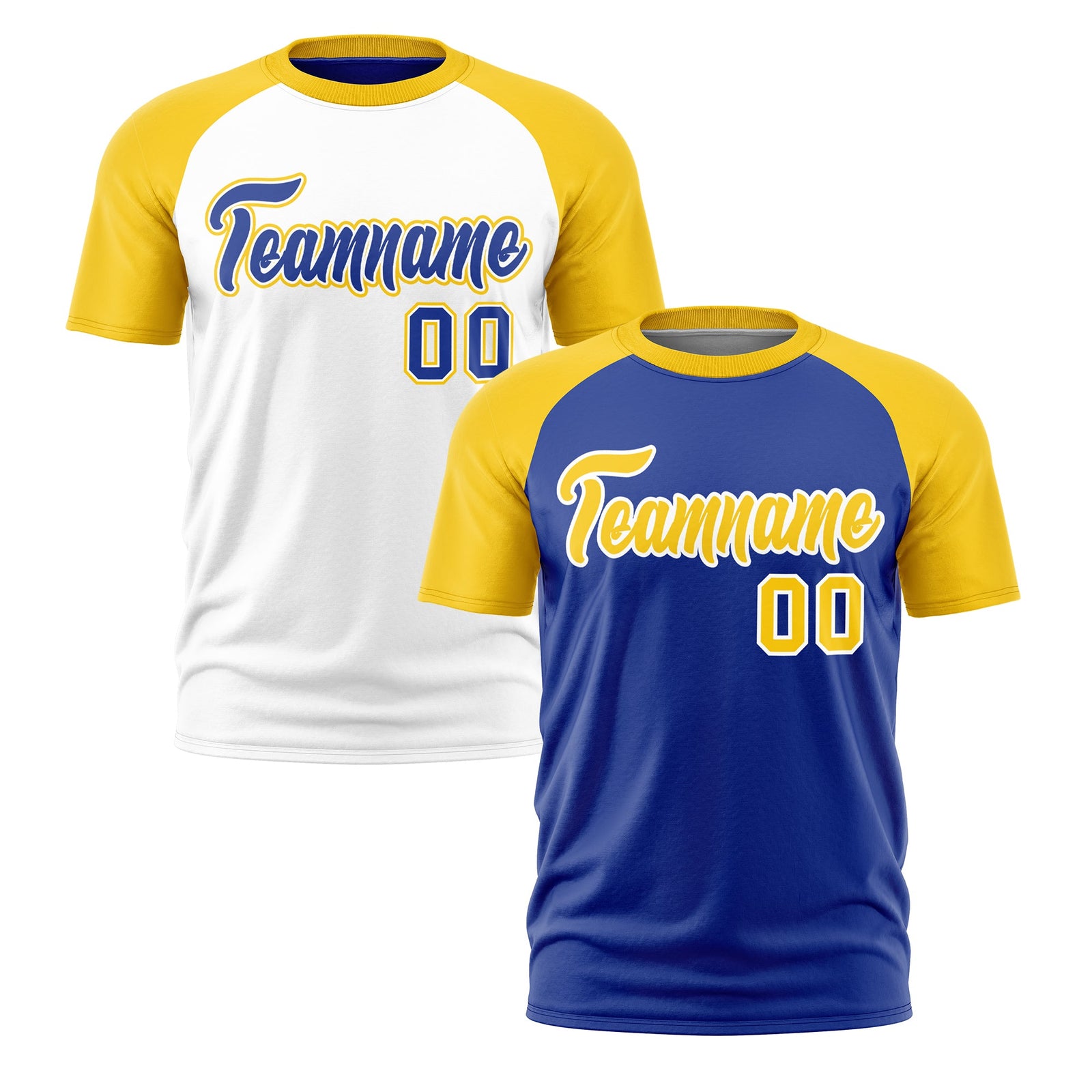 Custom Royal Blue Gold White Reversible Raglan Sleeves Quick Dry T-shirt| KXKSHOP