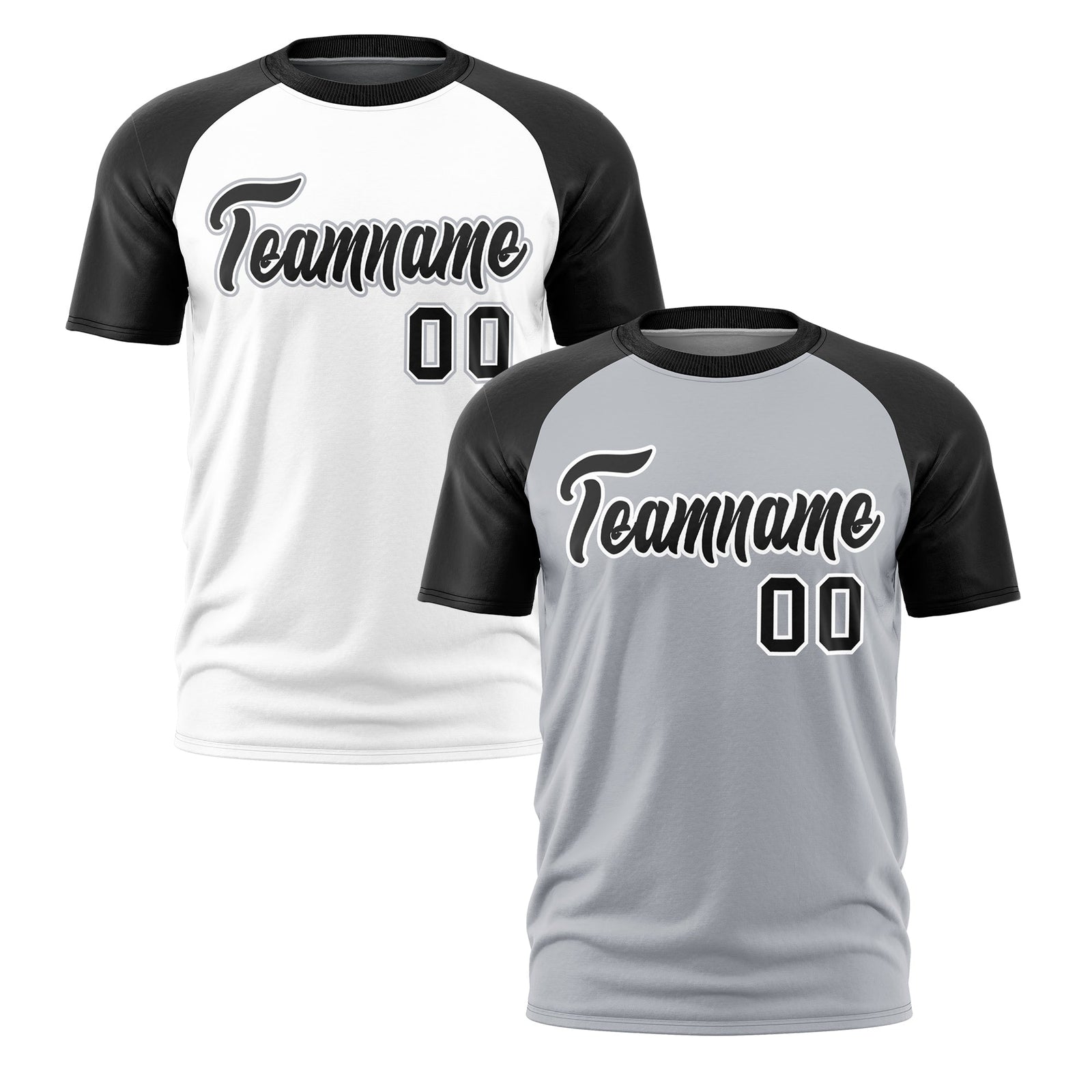 Custom Silver Black White Reversible Raglan Sleeves Quick Dry T-shirt| KXKSHOP