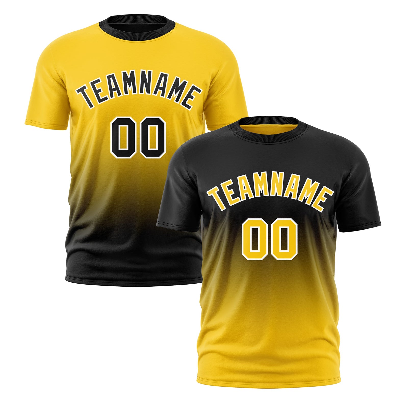 Custom Gold Black Gradient Fashion Reversible Lightweight T-shirt| KXKSHOP