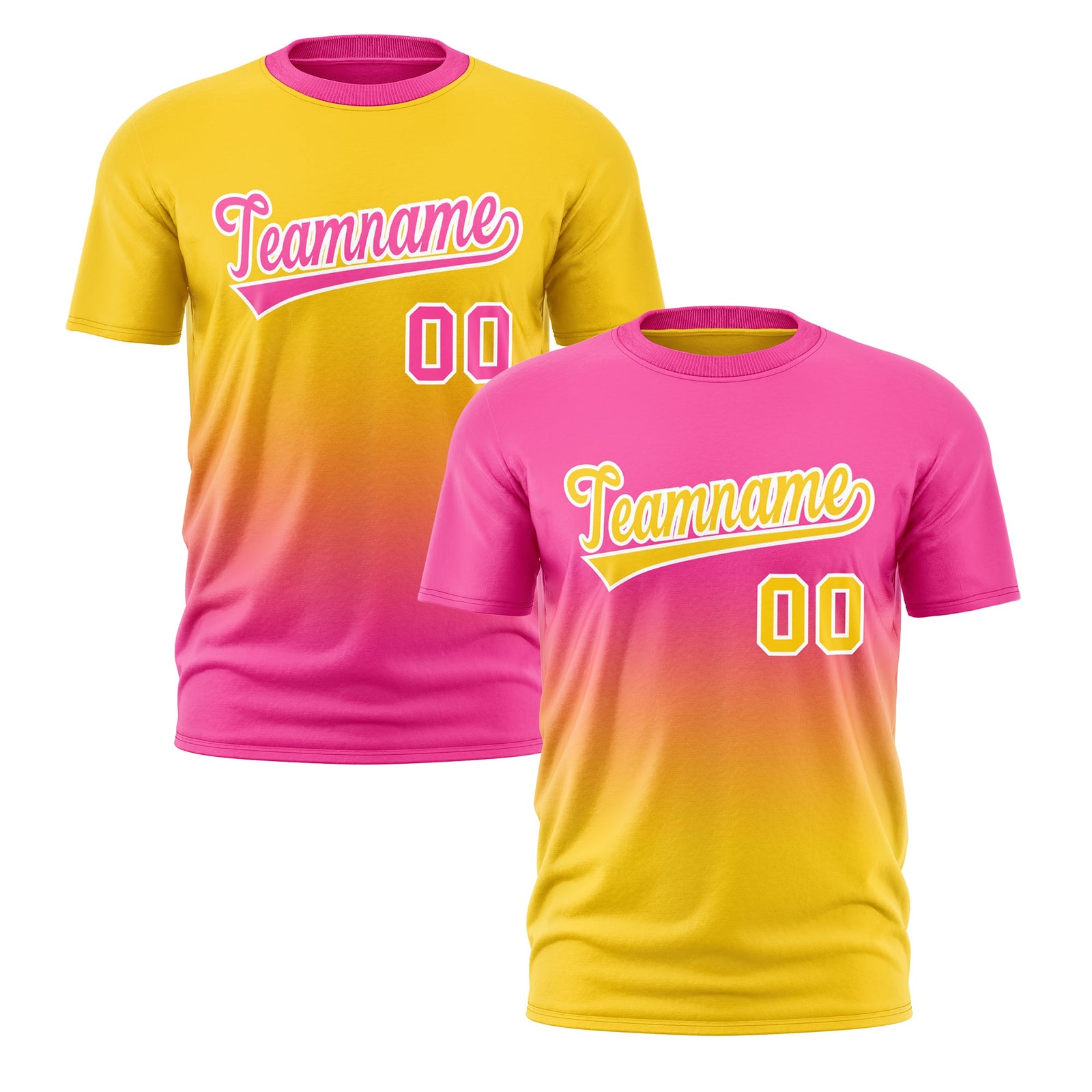 Custom Pink Gold Gradient Fashion Reversible Quick Dry T-shirt| KXKSHOP