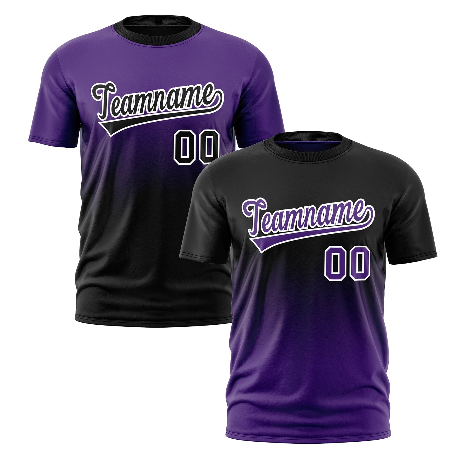 Custom Black Purple Purple Gradient Fashion Reversible Lightweight T-shirt| KXKSHOP