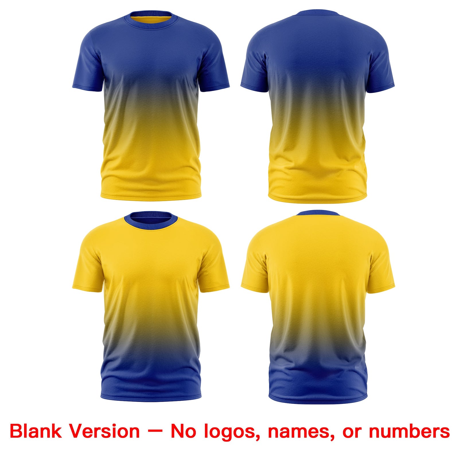 Custom Gold Royal Blue Gradient Fashion Reversible Quick Dry T-shirt| KXKSHOP