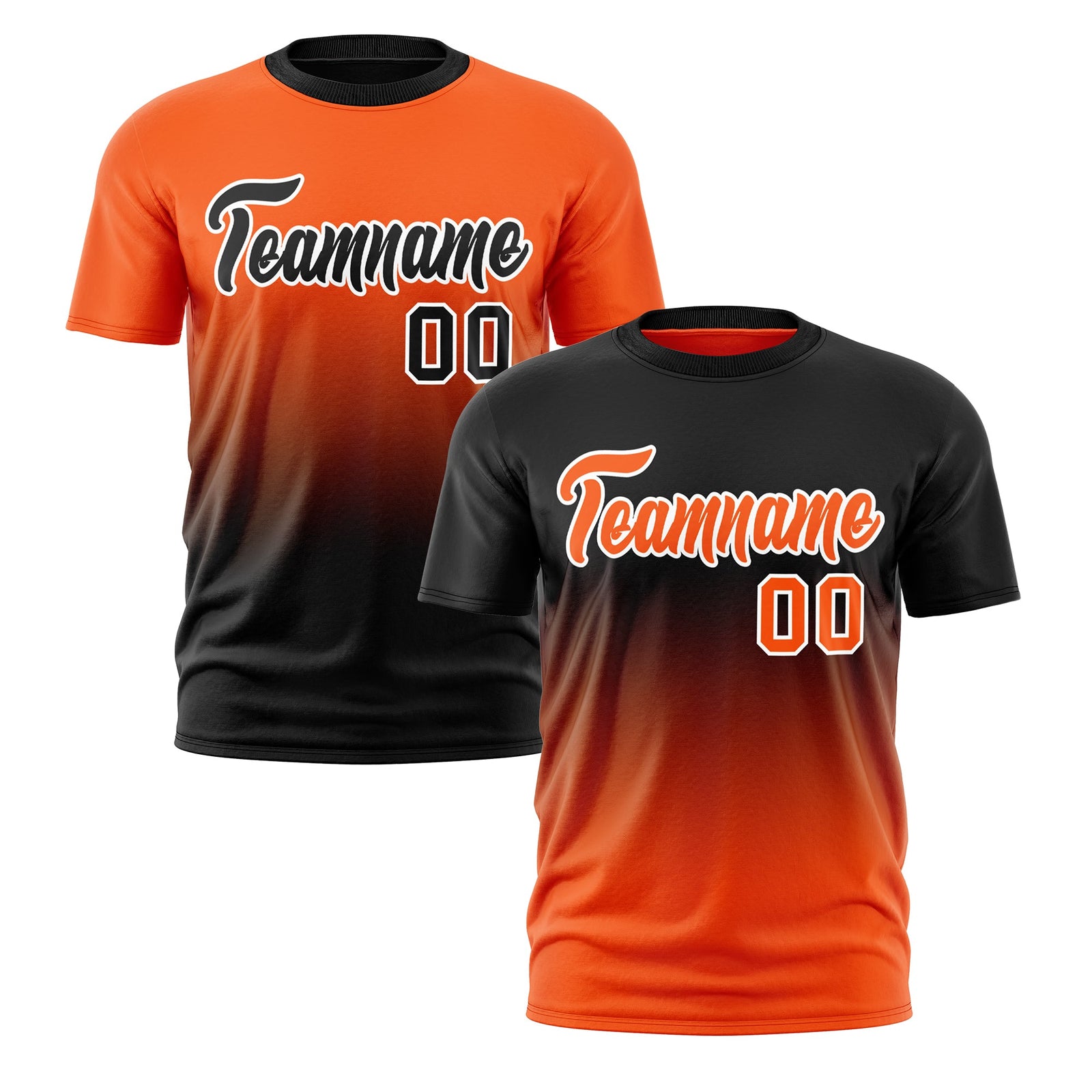 Custom Orange Black Gradient Fashion Reversible Quick Dry T-shirt| KXKSHOP