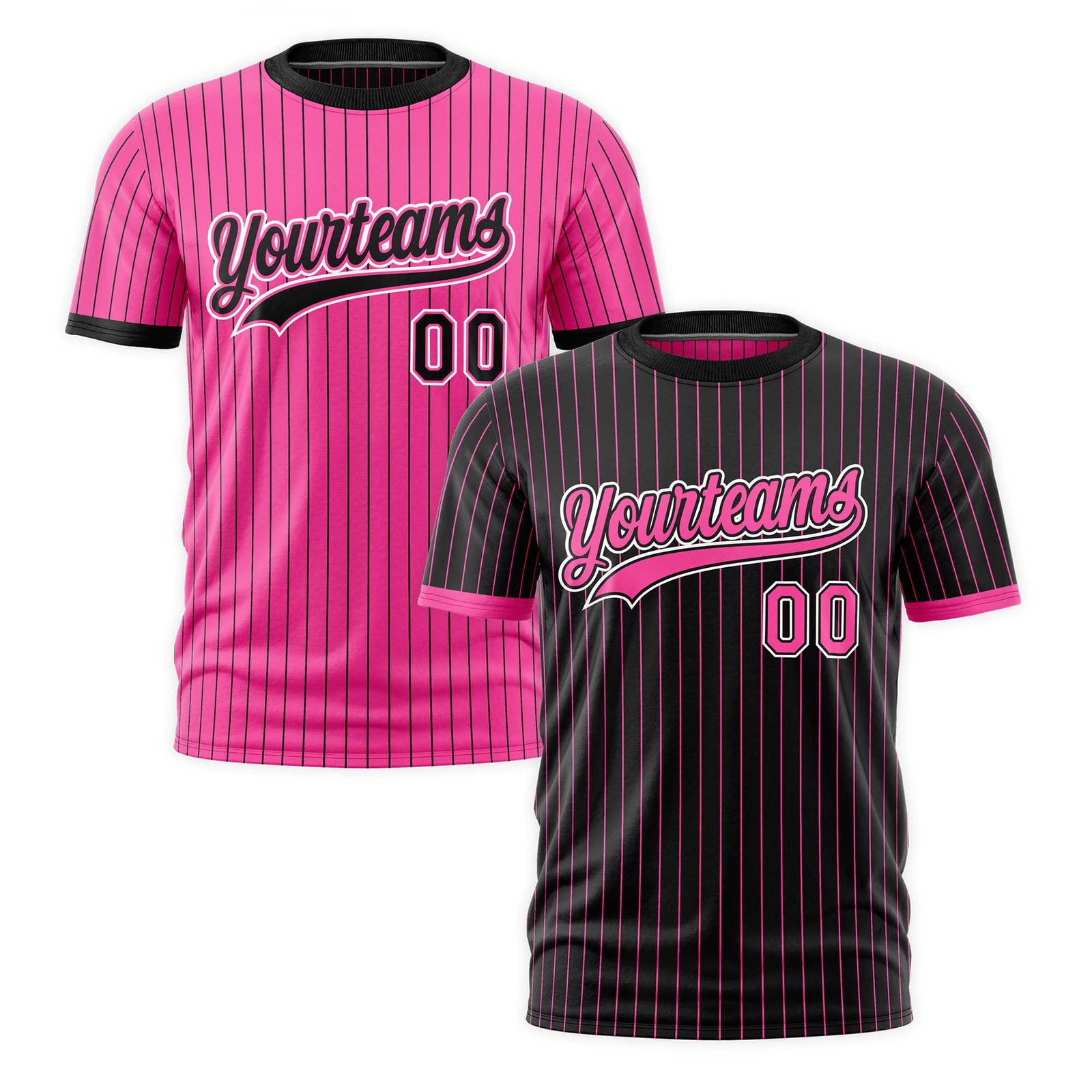 Custom Pink Black White Reversible Stripe Fashion T-shirt| KXKSHOP