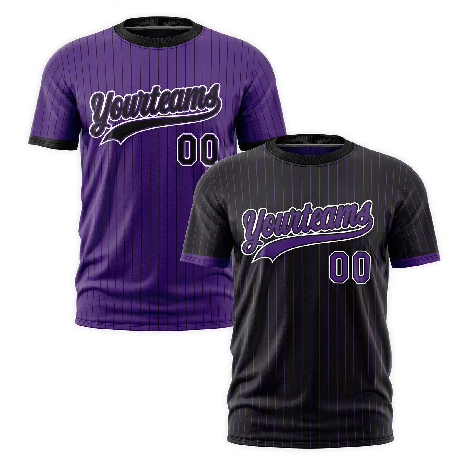 Custom Purple Black White Reversible Stripe Fashion T-shirt| KXKSHOP