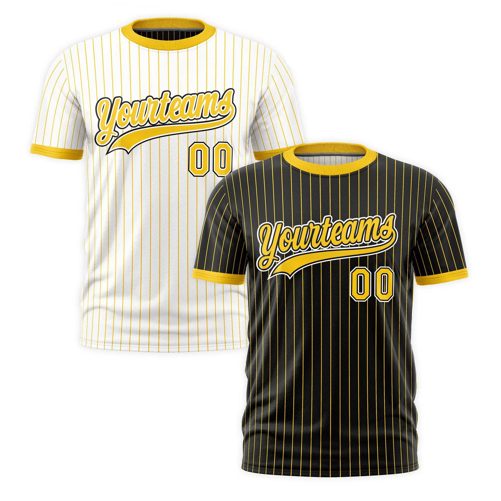 Custom Gold Black White Reversible Stripe Fashion T-shirt| KXKSHOP