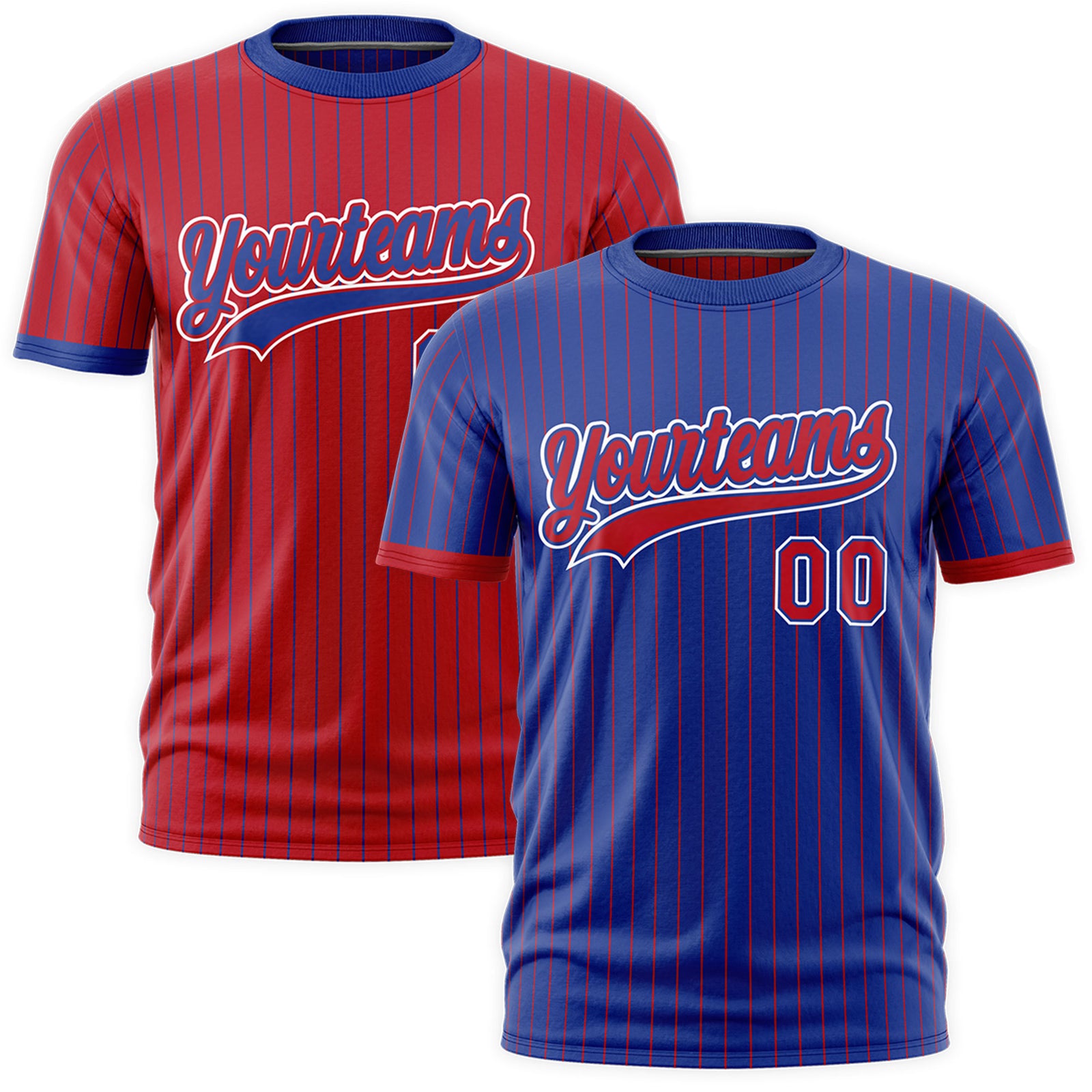Custom Red Royal Blue White Reversible Stripe Fashion T-shirt| KXKSHOP
