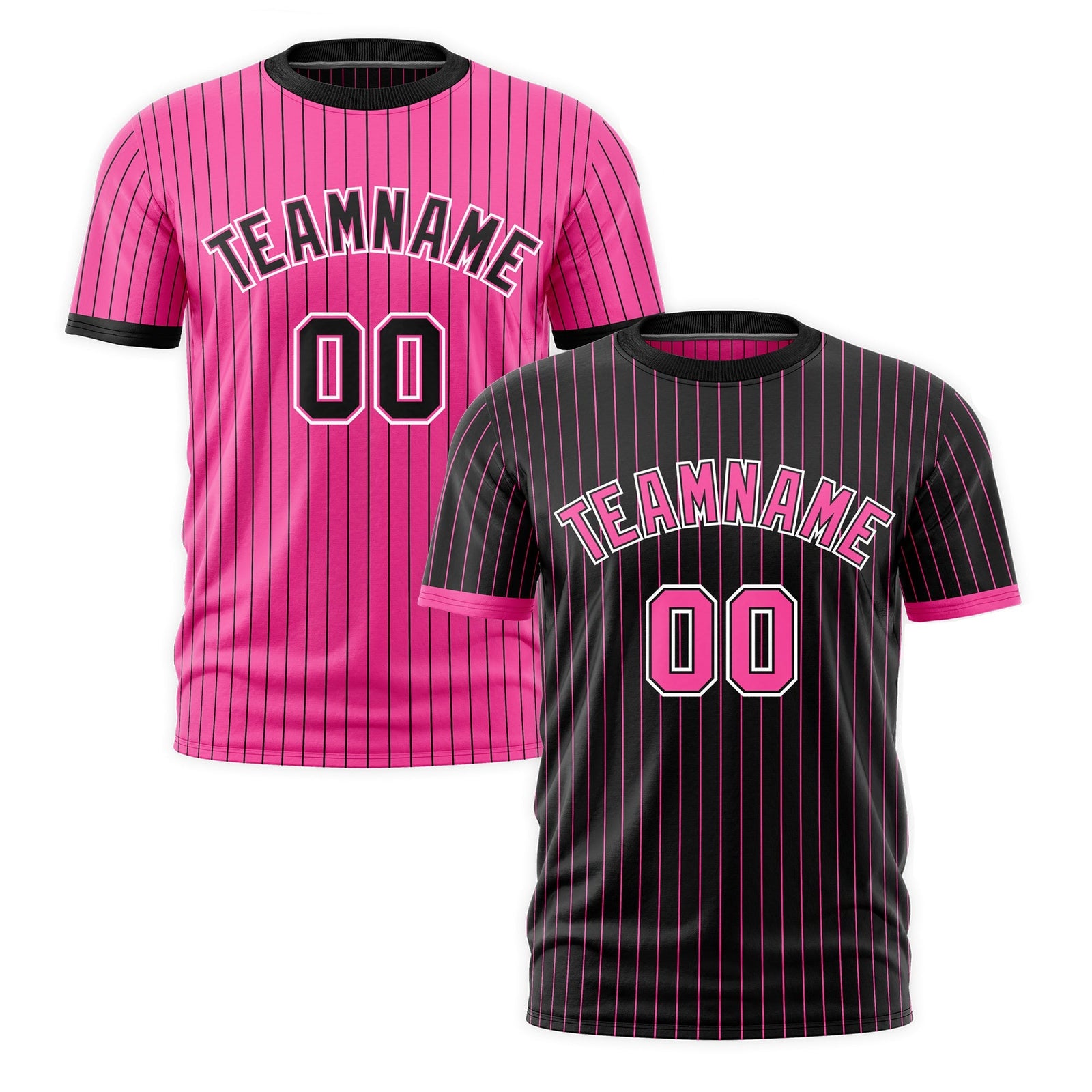 Custom Pink Black White Reversible Stripe Fashion T-shirt| KXKSHOP