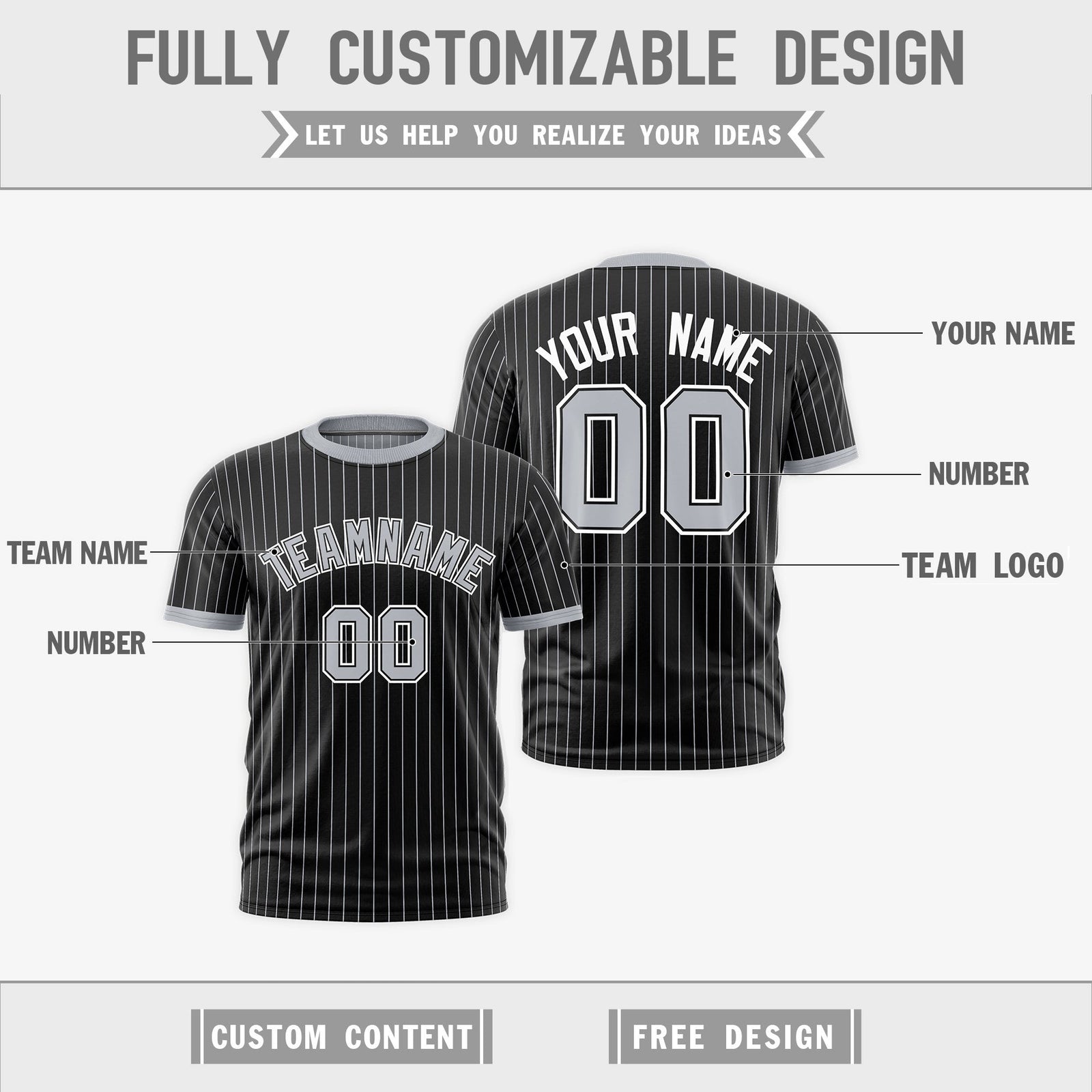Custom Silver Black White Reversible Stripe Fashion T-shirt| KXKSHOP