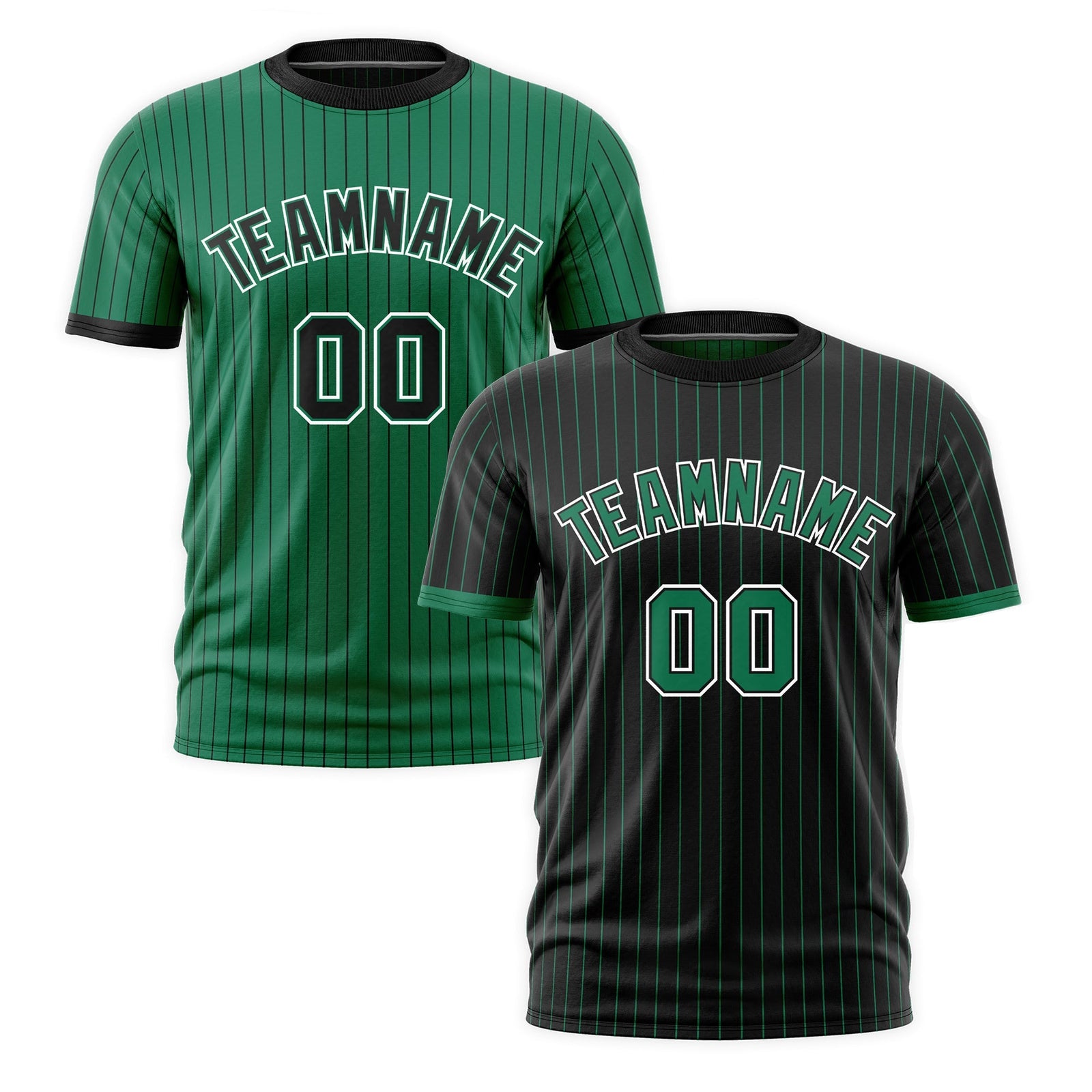 Custom Kelly Green Black White Reversible Stripe Fashion T-shirt| KXKSHOP