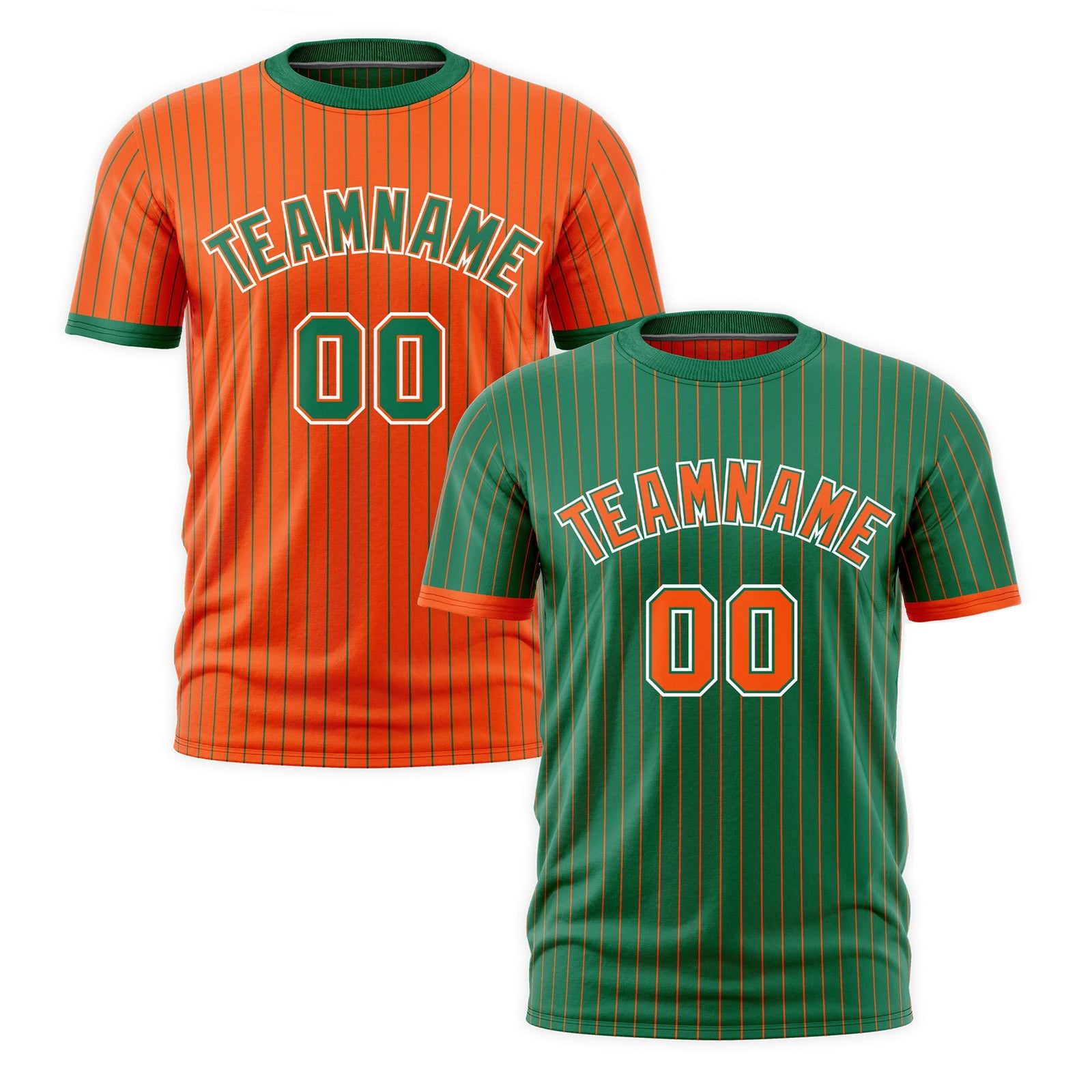 Custom Orange Kelly Green White Reversible Stripe Fashion T-shirt| KXKSHOP