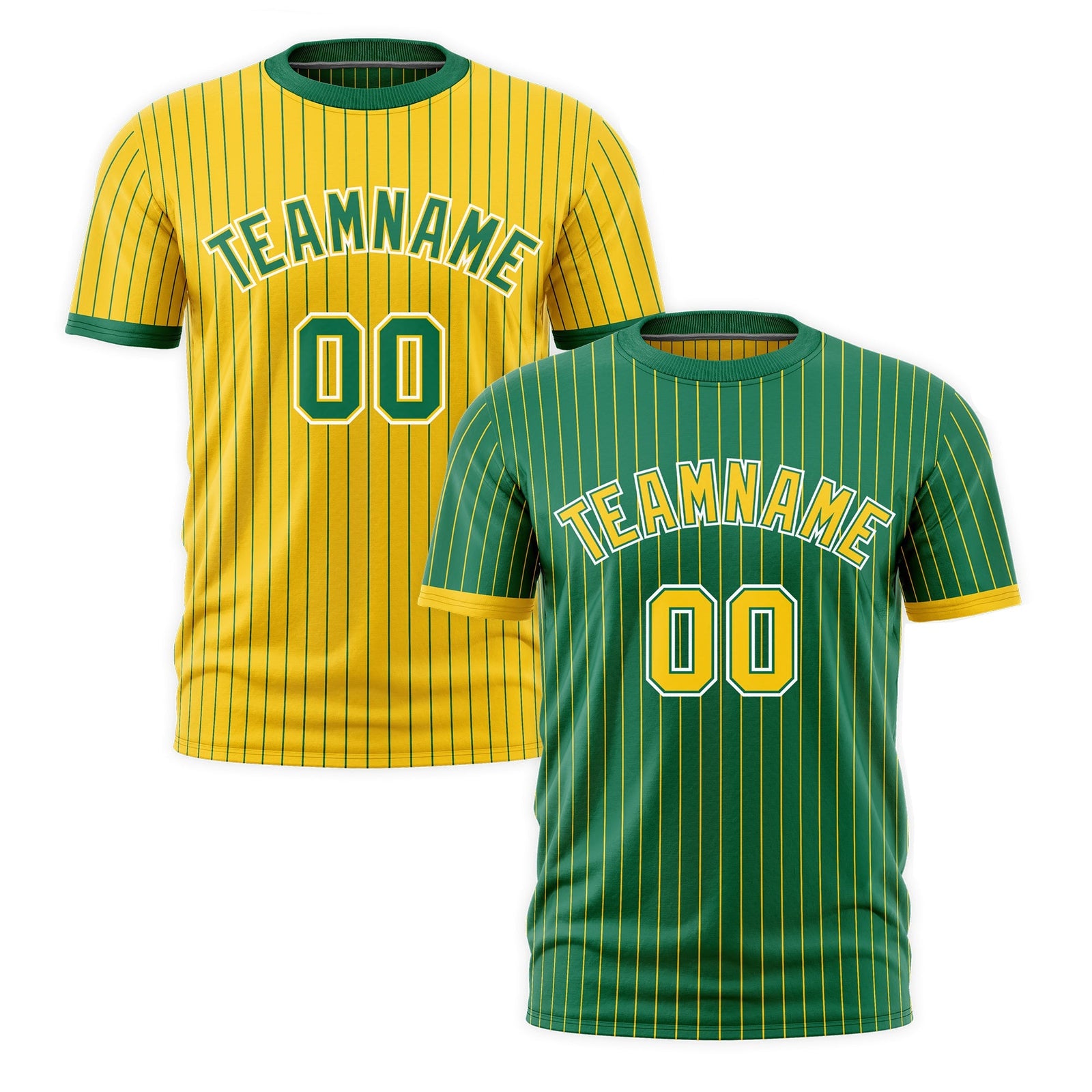 Custom Gold Kelly Green White Reversible Stripe Fashion T-shirt| KXKSHOP
