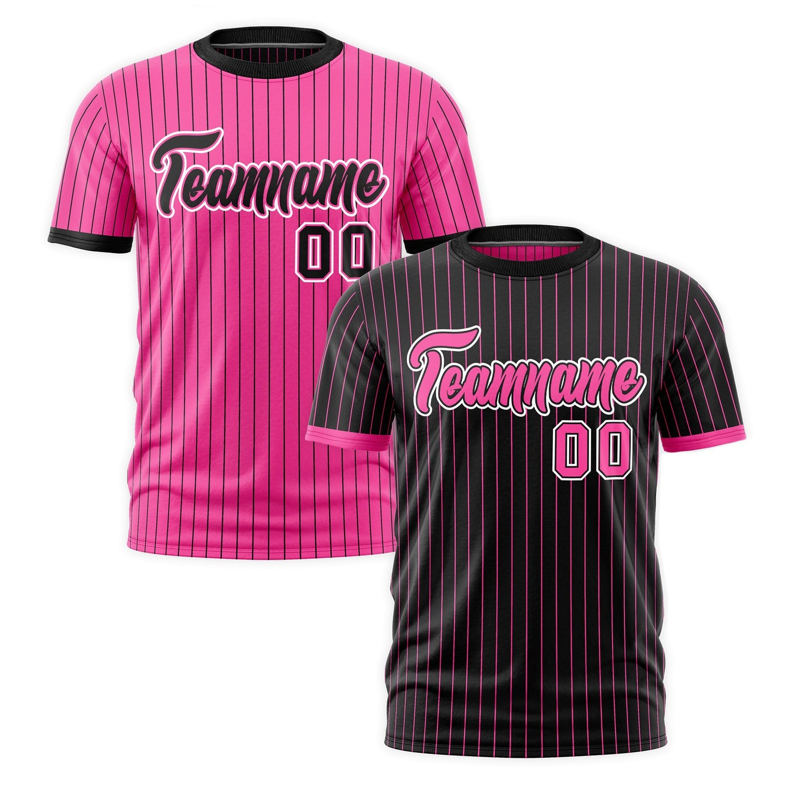 Custom Pink Black White Reversible Stripe Fashion T-shirt| KXKSHOP