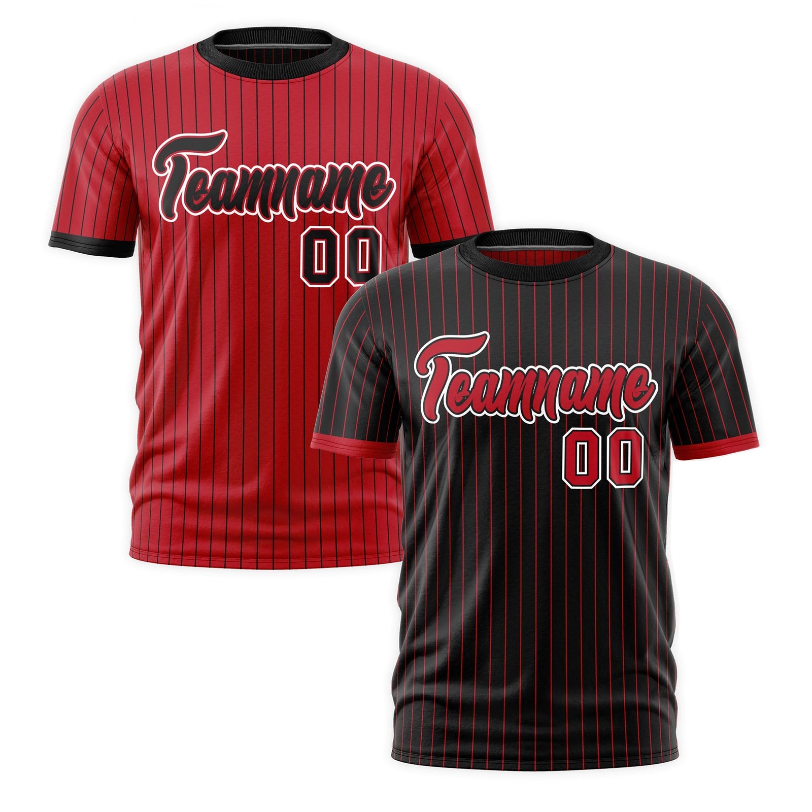 Custom Red Black White Reversible Stripe Fashion T-shirt| KXKSHOP