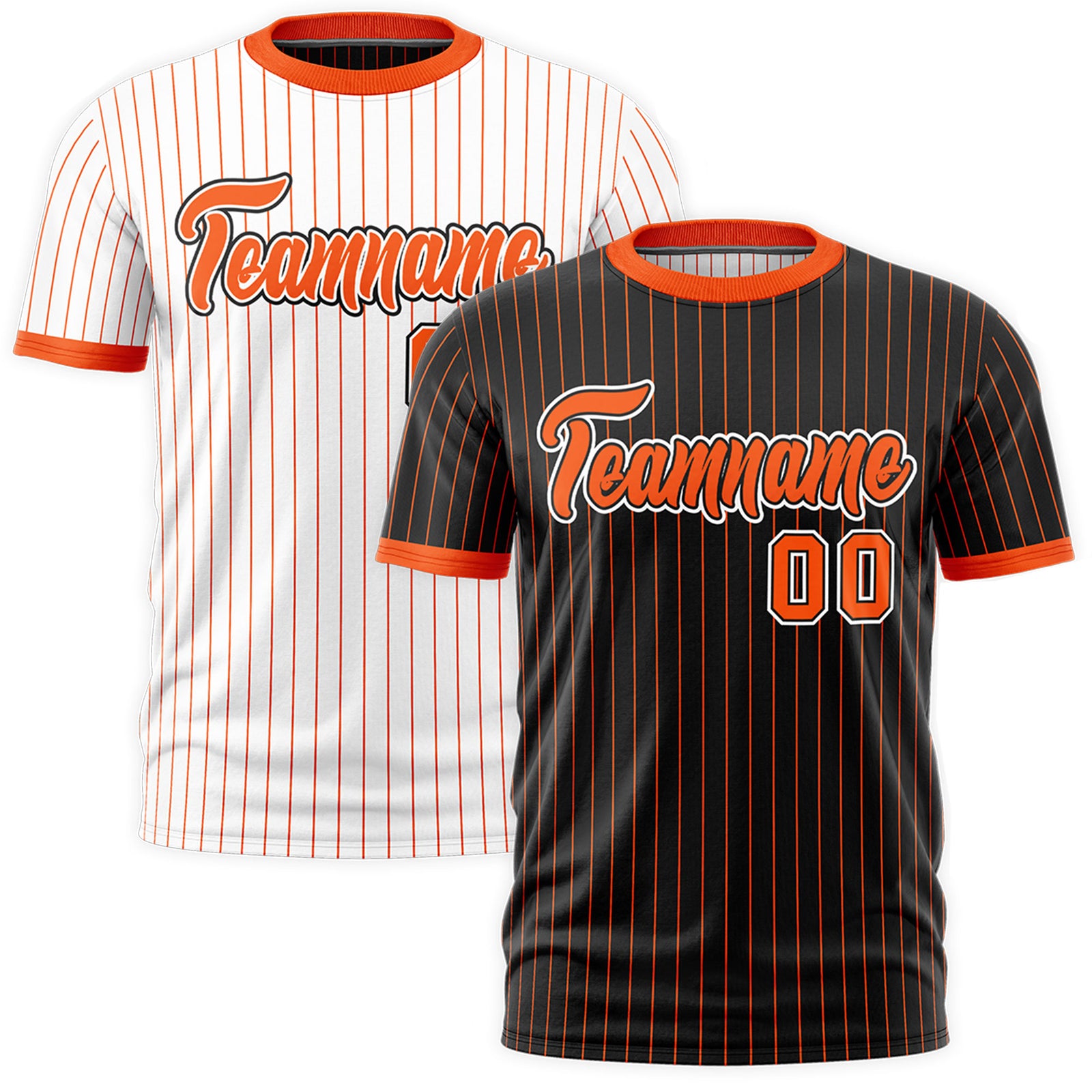 Custom Orange Black White Reversible Stripe Fashion T-shirt| KXKSHOP