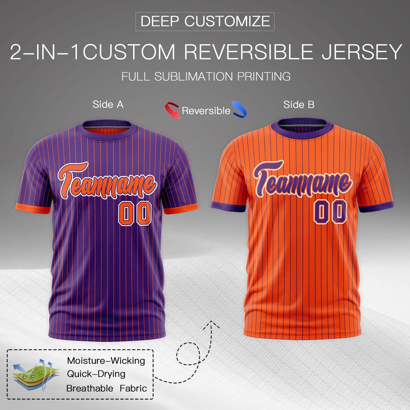 Custom Orange Purple White Reversible Stripe Fashion T-shirt| KXKSHOP