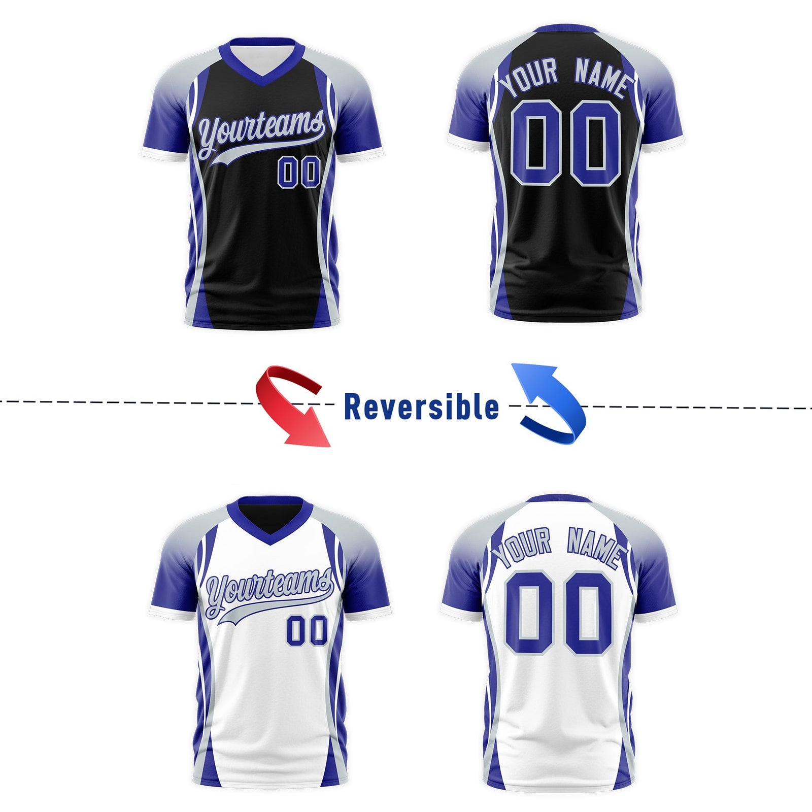 Custom Black Gray Royal Blue Reversible Breathable T-shirt| KXKSHOP