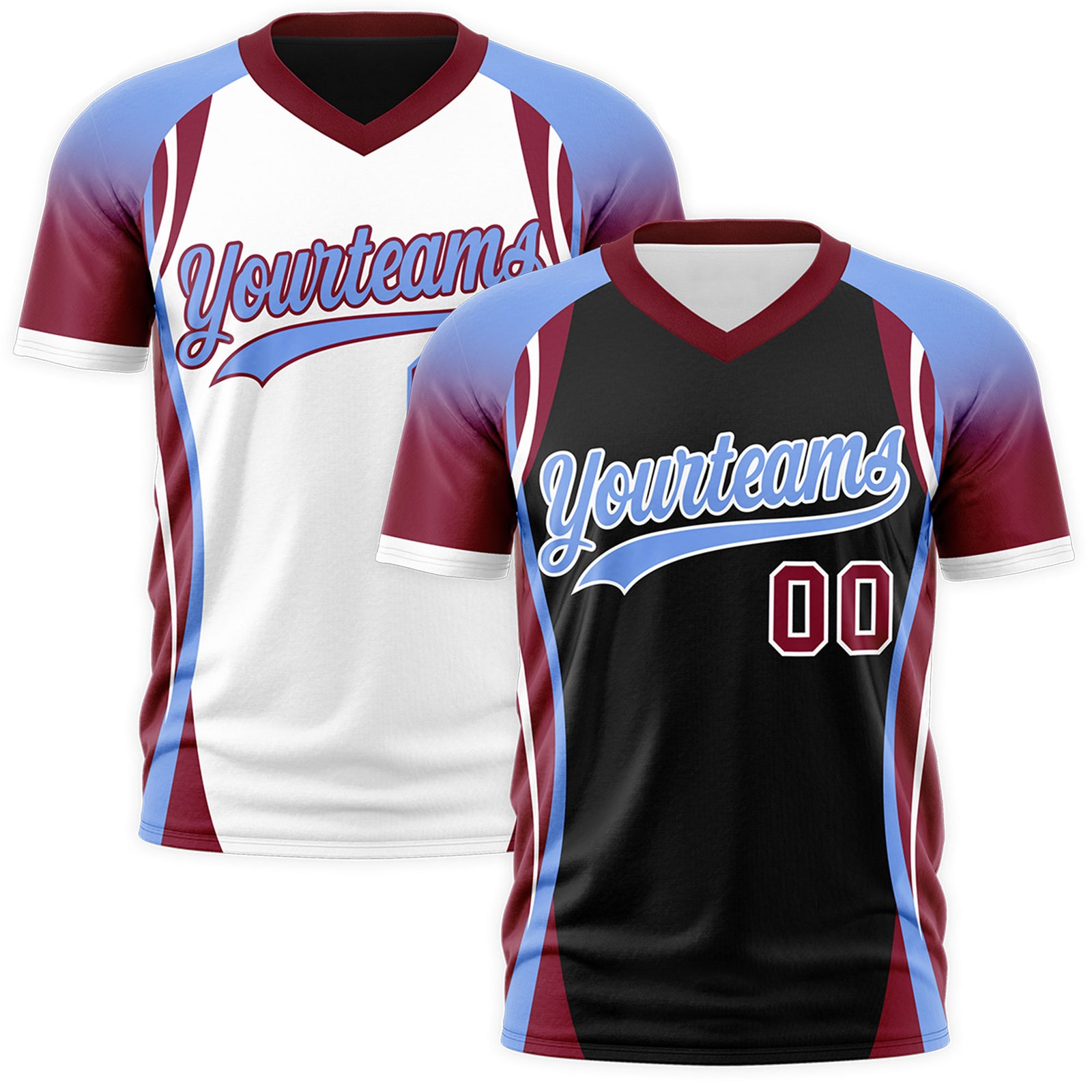 Custom Black Light Blue Crimson Reversible Breathable T-shirt| KXKSHOP