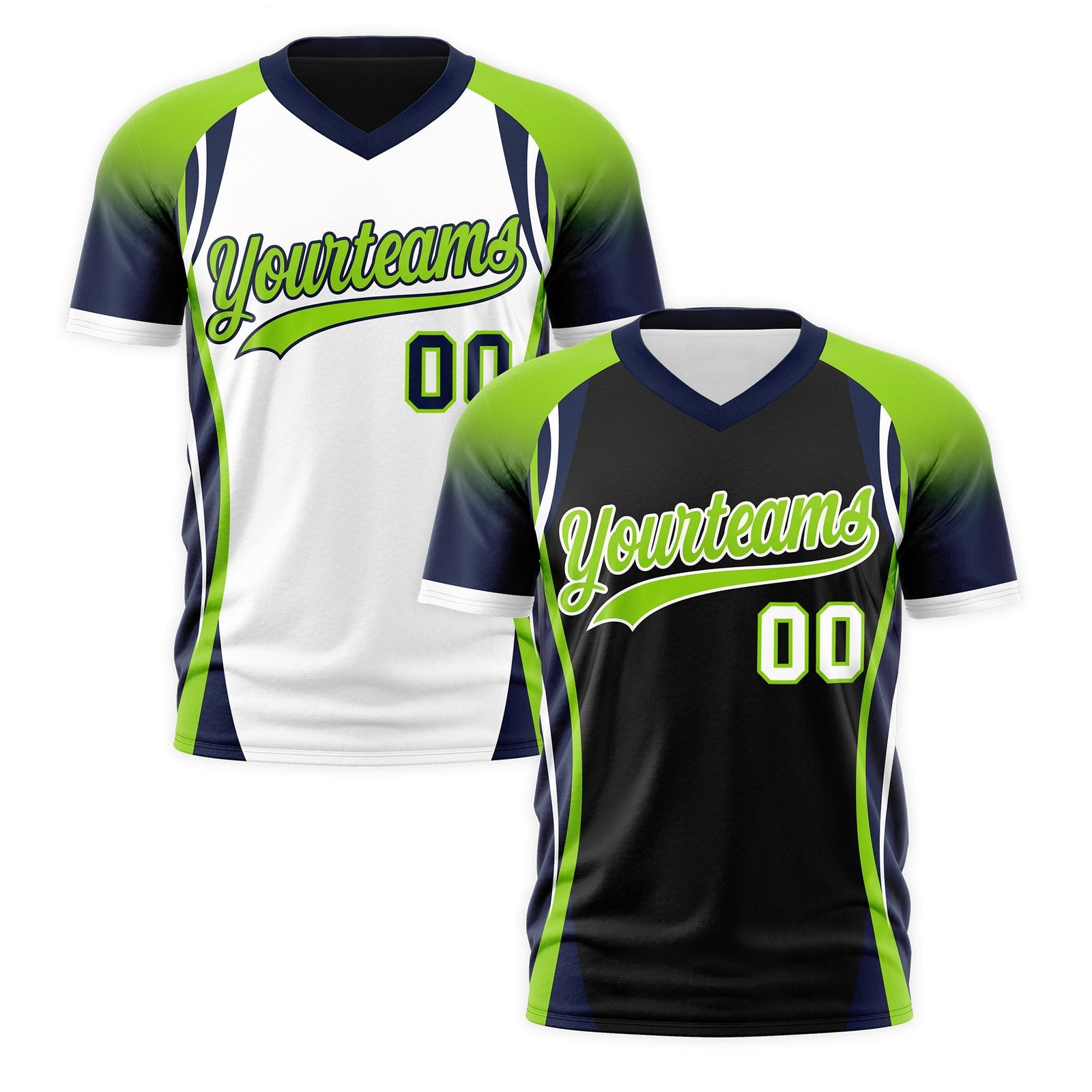 Custom Black Neon Green Navy Reversible Breathable T-shirt| KXKSHOP