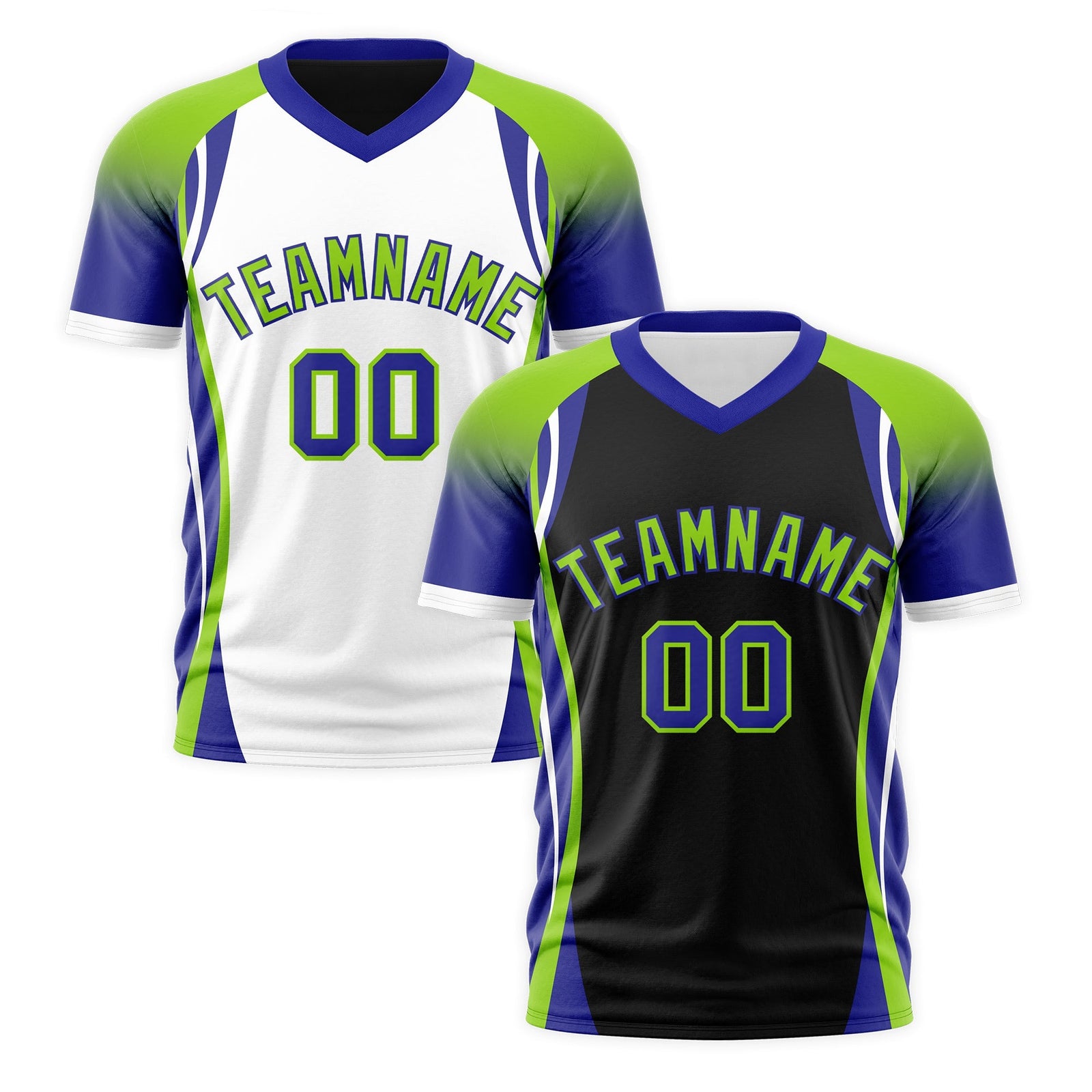 Custom Black Neon Green Royal Blue Reversible Breathable T-shirt| KXKSHOP