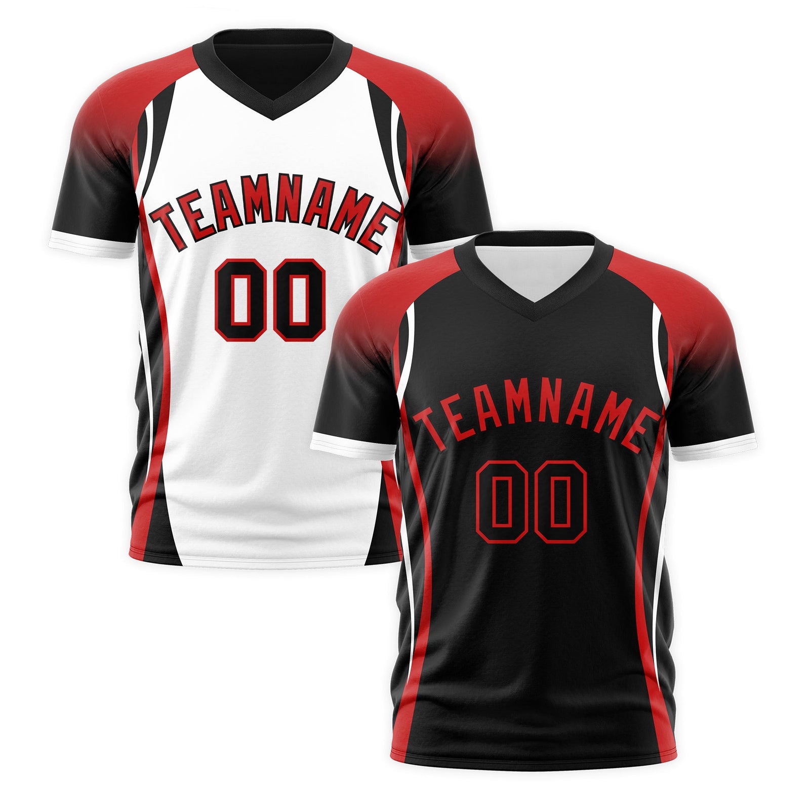 Custom Black Red White Reversible Wrinkle-Resistant T-shirt| KXKSHOP