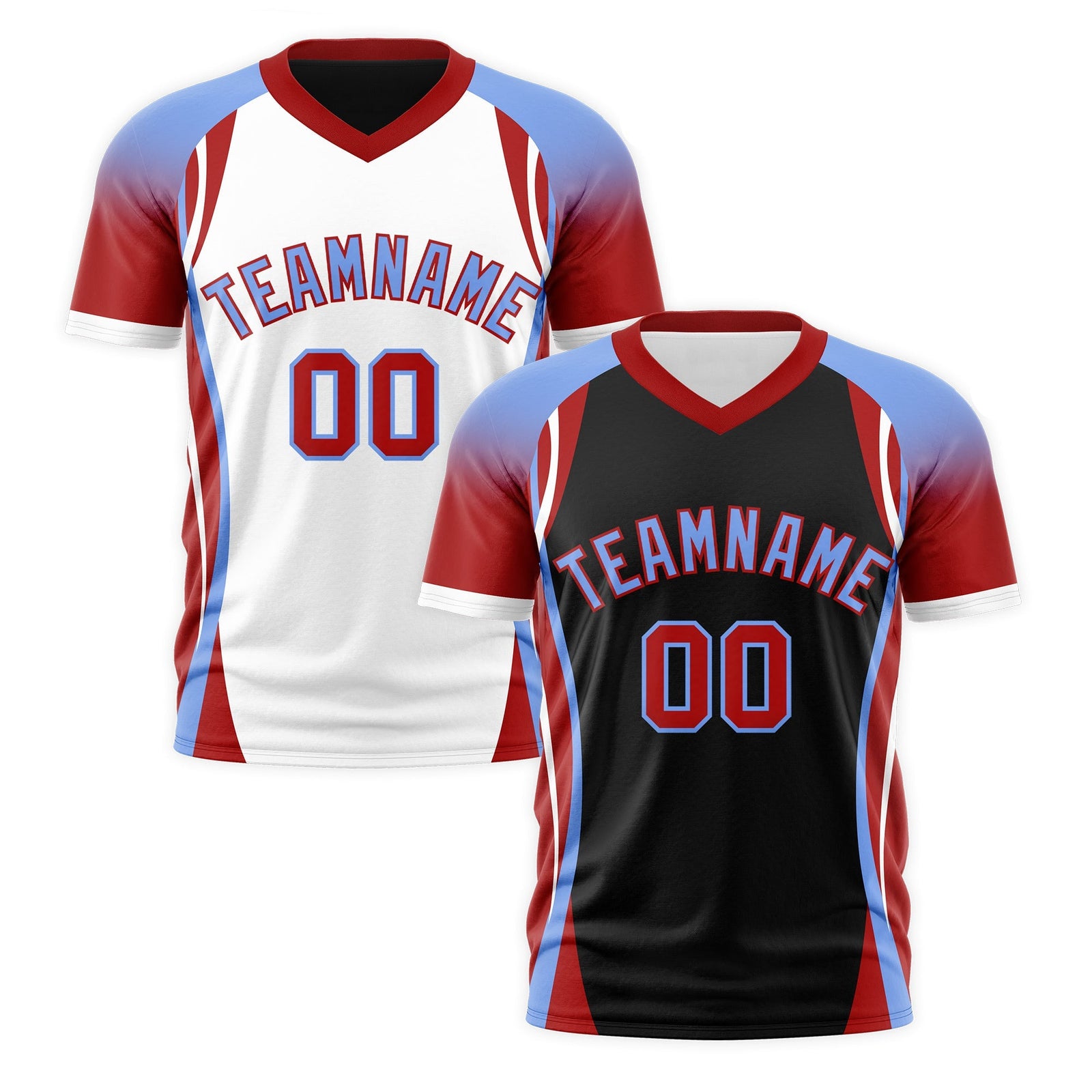 Custom Black Light Blue Red Reversible Breathable T-shirt| KXKSHOP