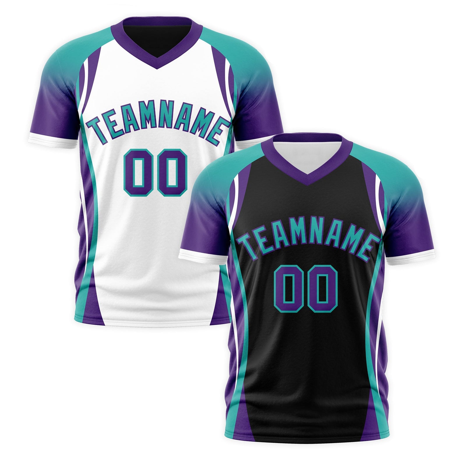Custom Black Aqua Purple Reversible Wrinkle-Resistant T-shirt| KXKSHOP
